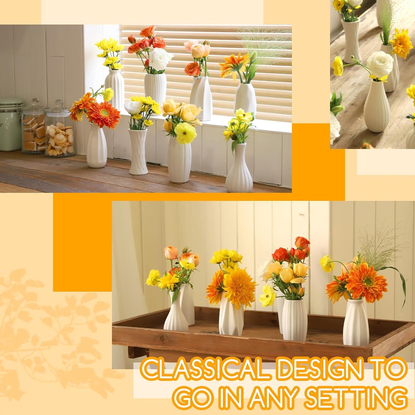 16packs Small Ceramic Vases / White / Set of 16