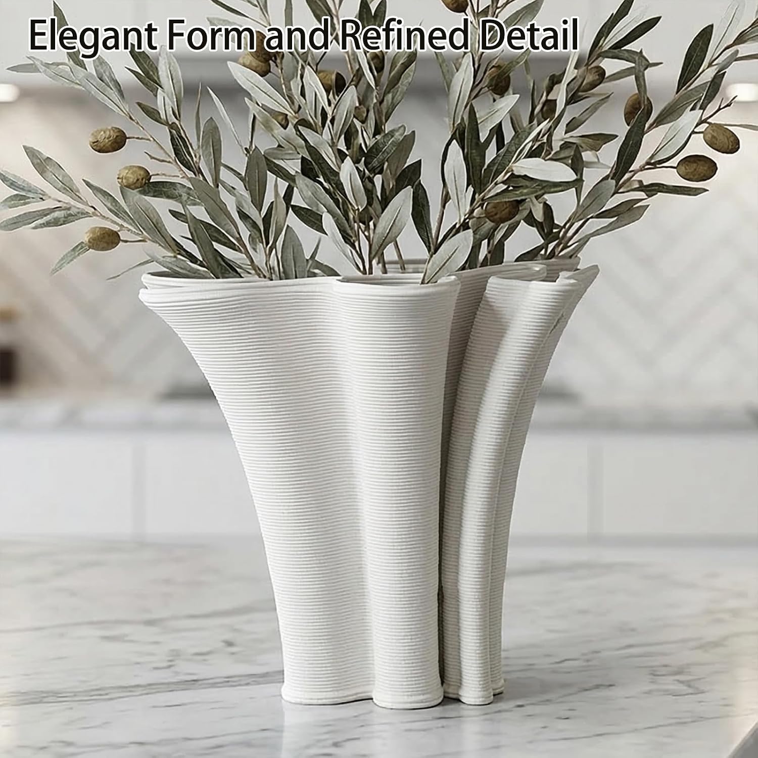 White Ceramic Vase / White-b, 5.9 Inch