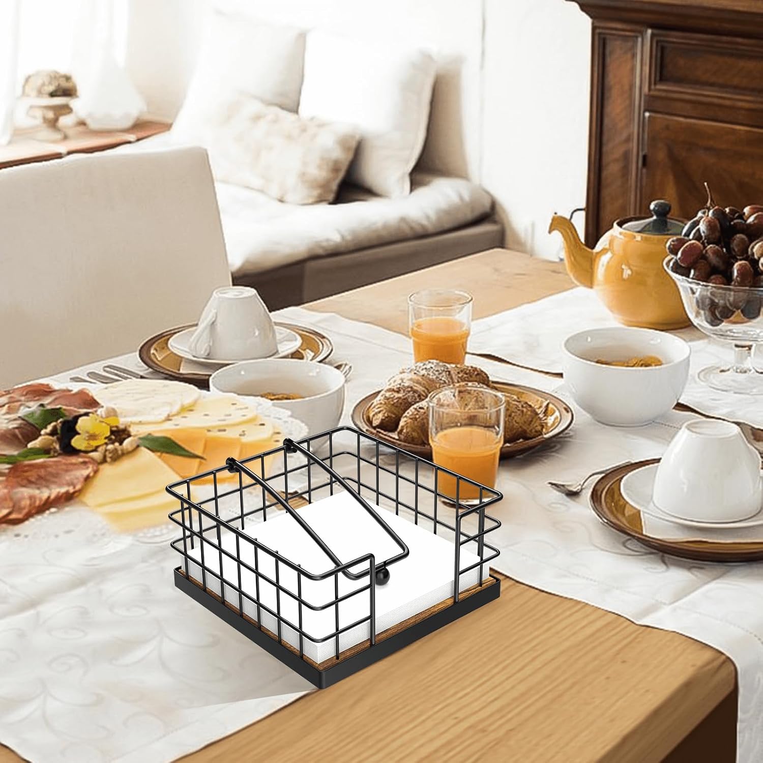 Farmhouse Napkin Holders for Paper Napkins / Rustic Brown