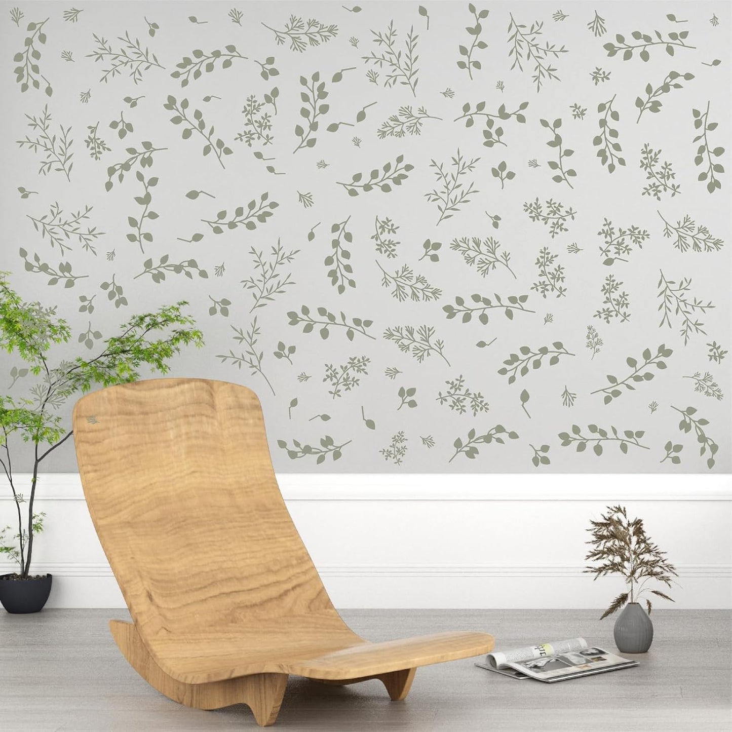 Green Leaf Wall Stickers Boho Eucalyptus Leaf Decals / Green A / Set of 126