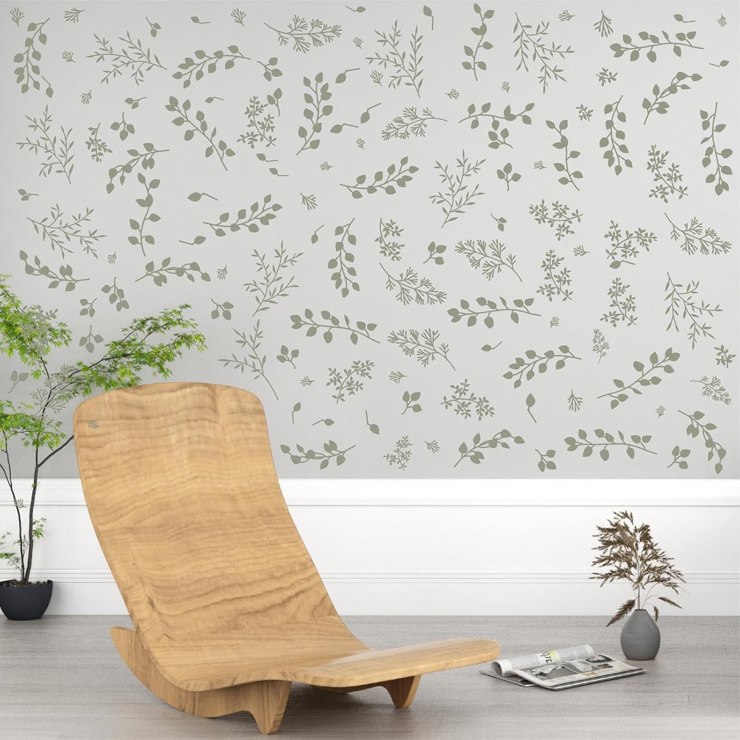 Green Leaf Wall Stickers Boho Eucalyptus Leaf Decals / Green A / Set of 126