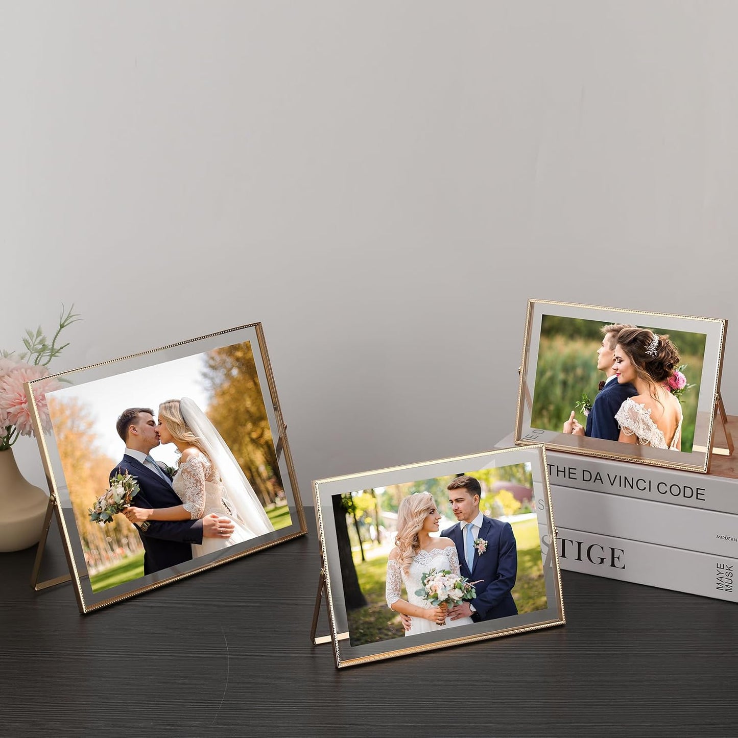 Gold Floating Picture Frame 8x10'' Set of 2(Horizontal), For Photo 9x7'', 8x6'', 7x5'',Tabletop Shelf Photo Frame,Home