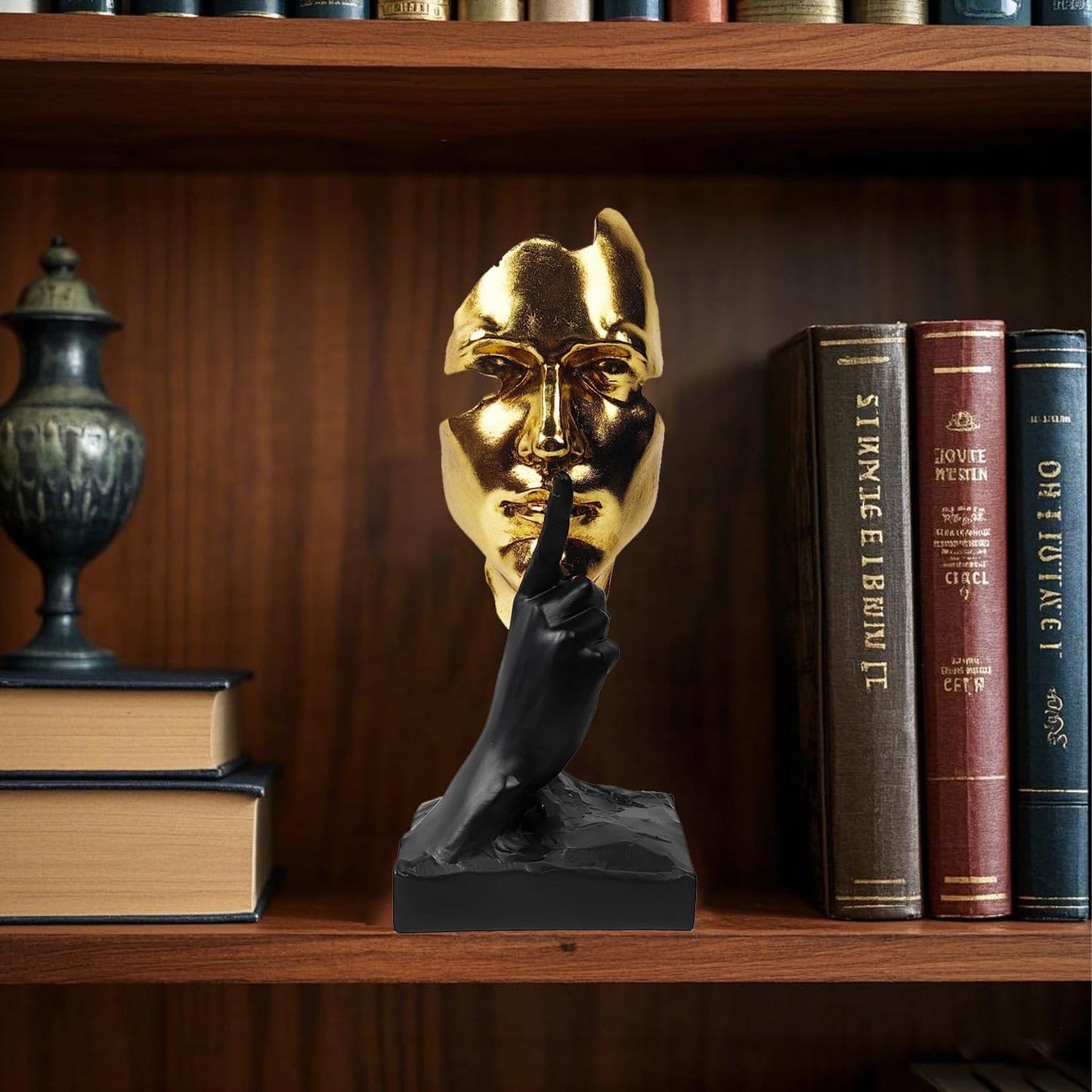 Thinker Statue-Silence is Gold-Abstract Art Figurine Decor / Black