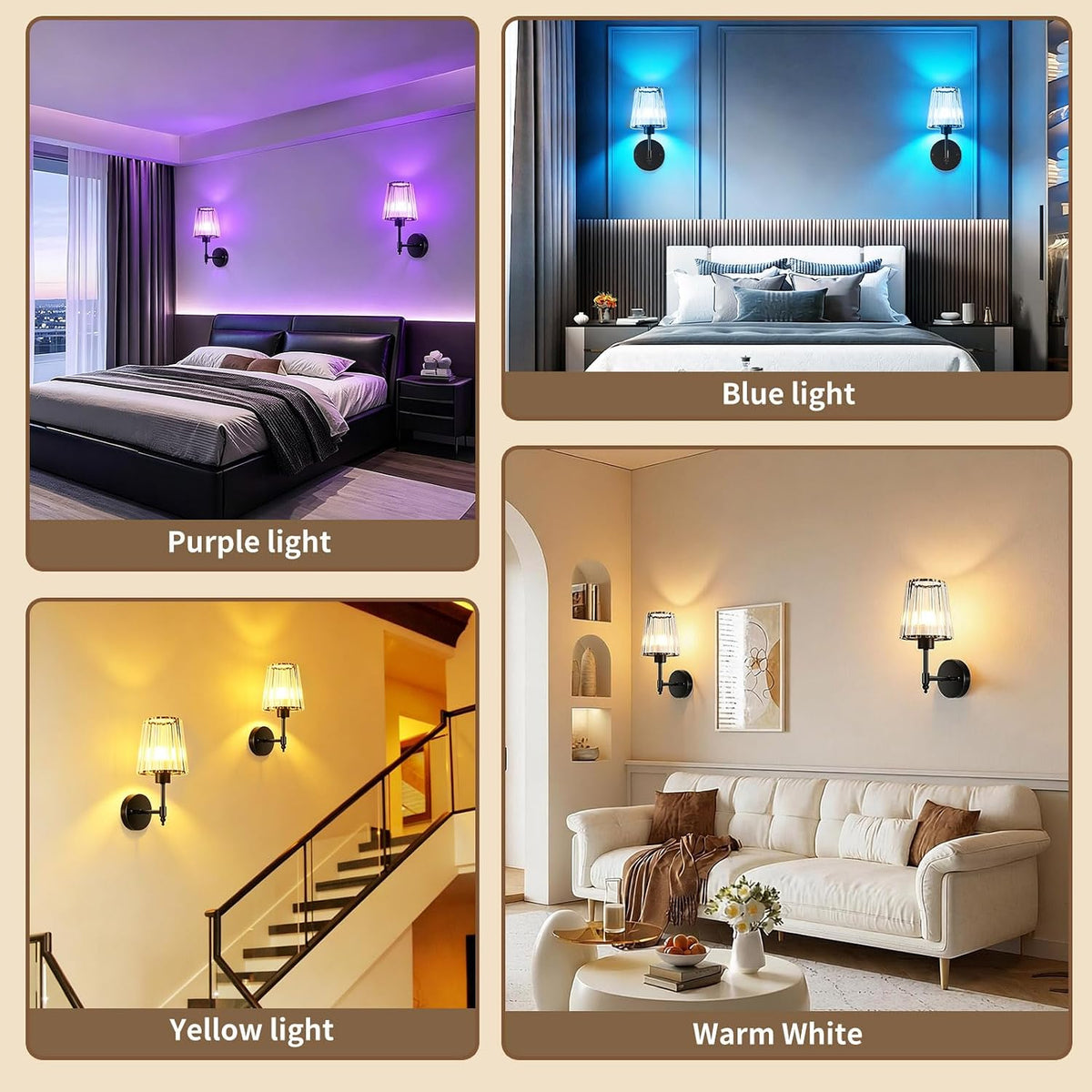 Battery Operated Wall Sconce Set of 2, Rechargeable Wireless Wall Lights | with 5200mAh Dimmable Bulbs and Remote,15