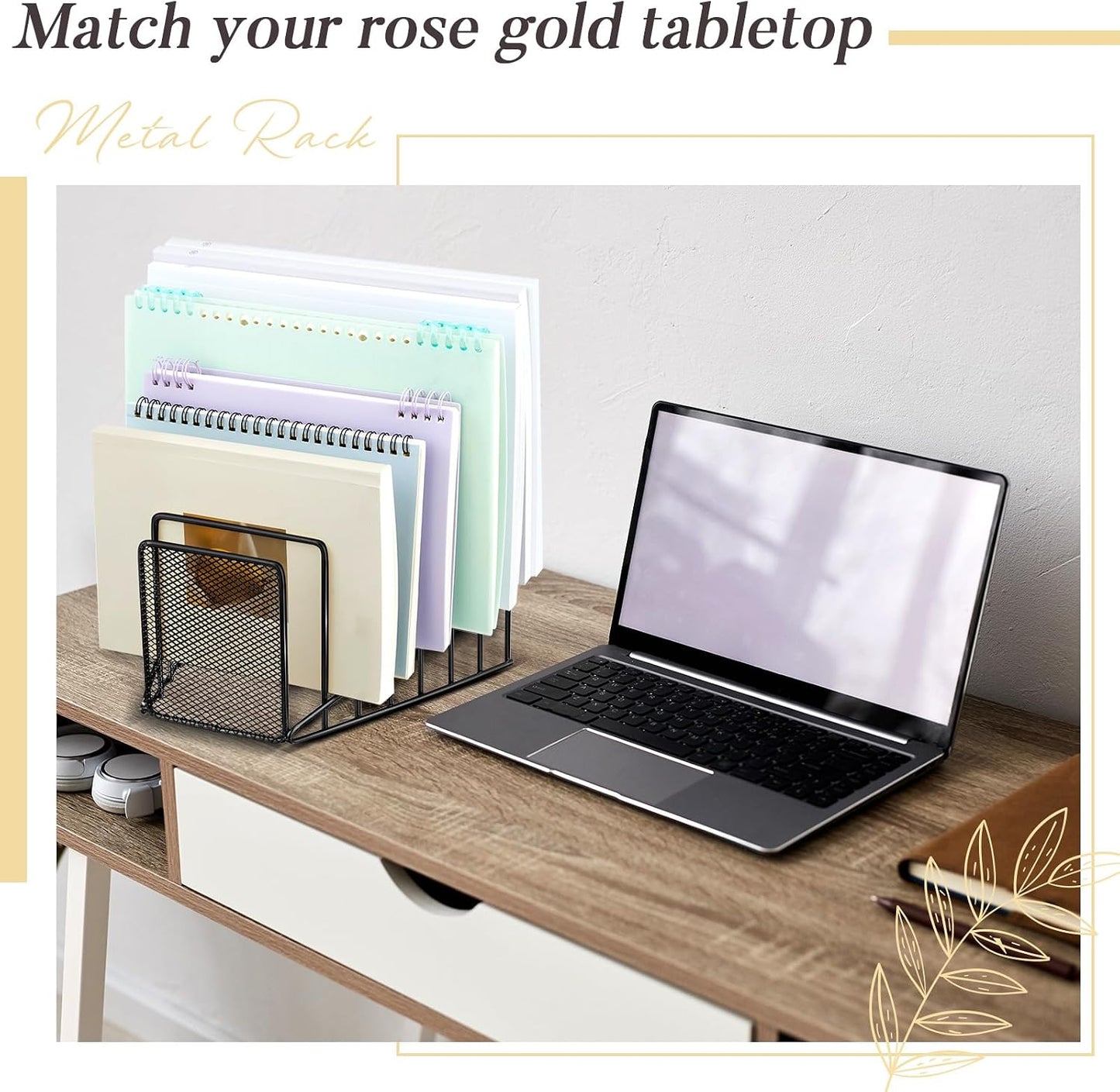 4 Pcs 7 Section Wire File Organizer for Desk, Metal Mesh Incline File Holder, Letter & Magazine Folder Rack, Desktop