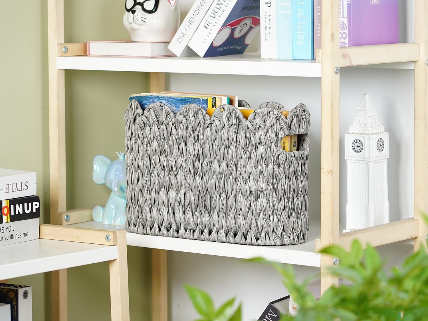 Scalloped Baskets / Toilet Paper Storage Basket / Grey