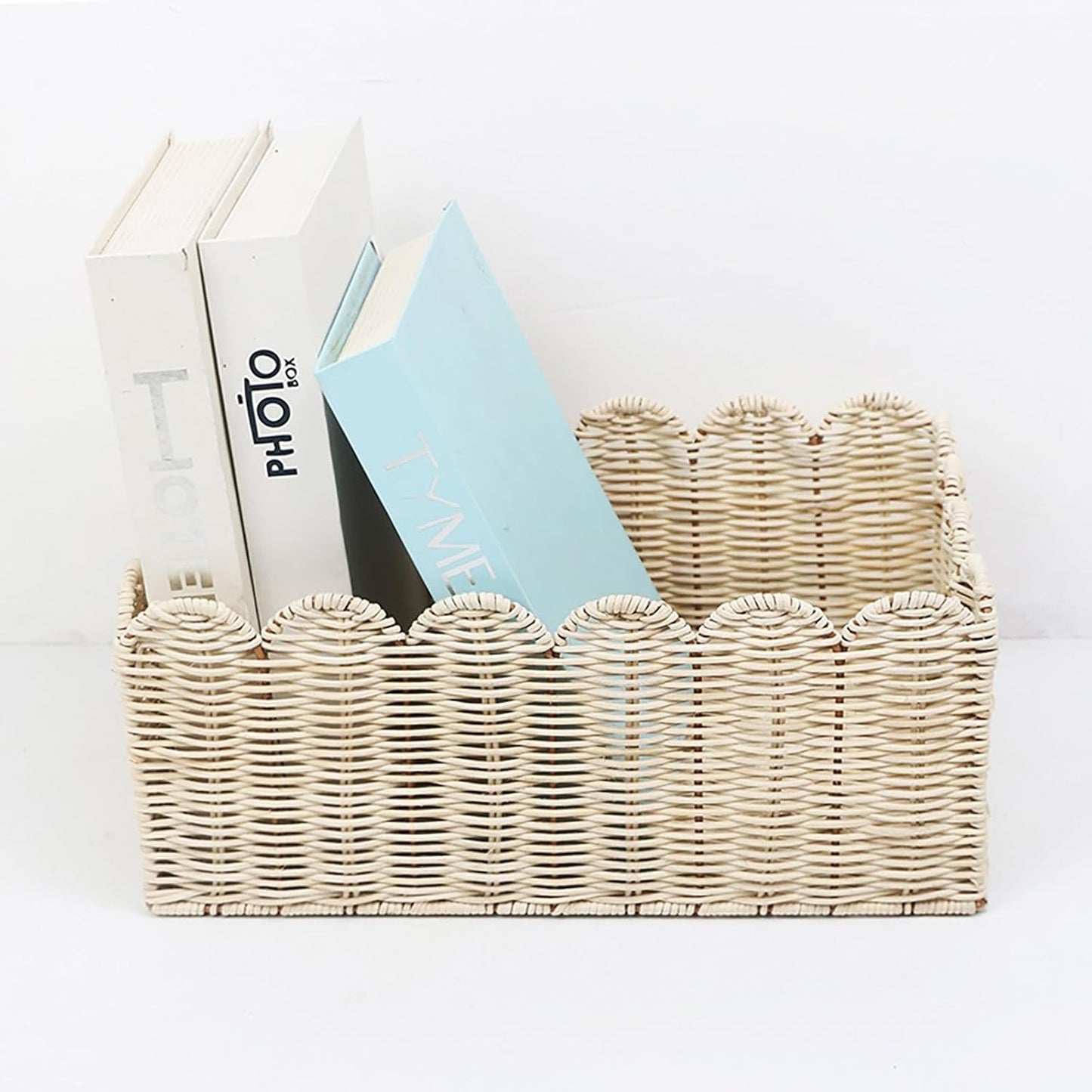 Scalloped Basket / Hand Woven shelf Baskets / Seagrass / S
