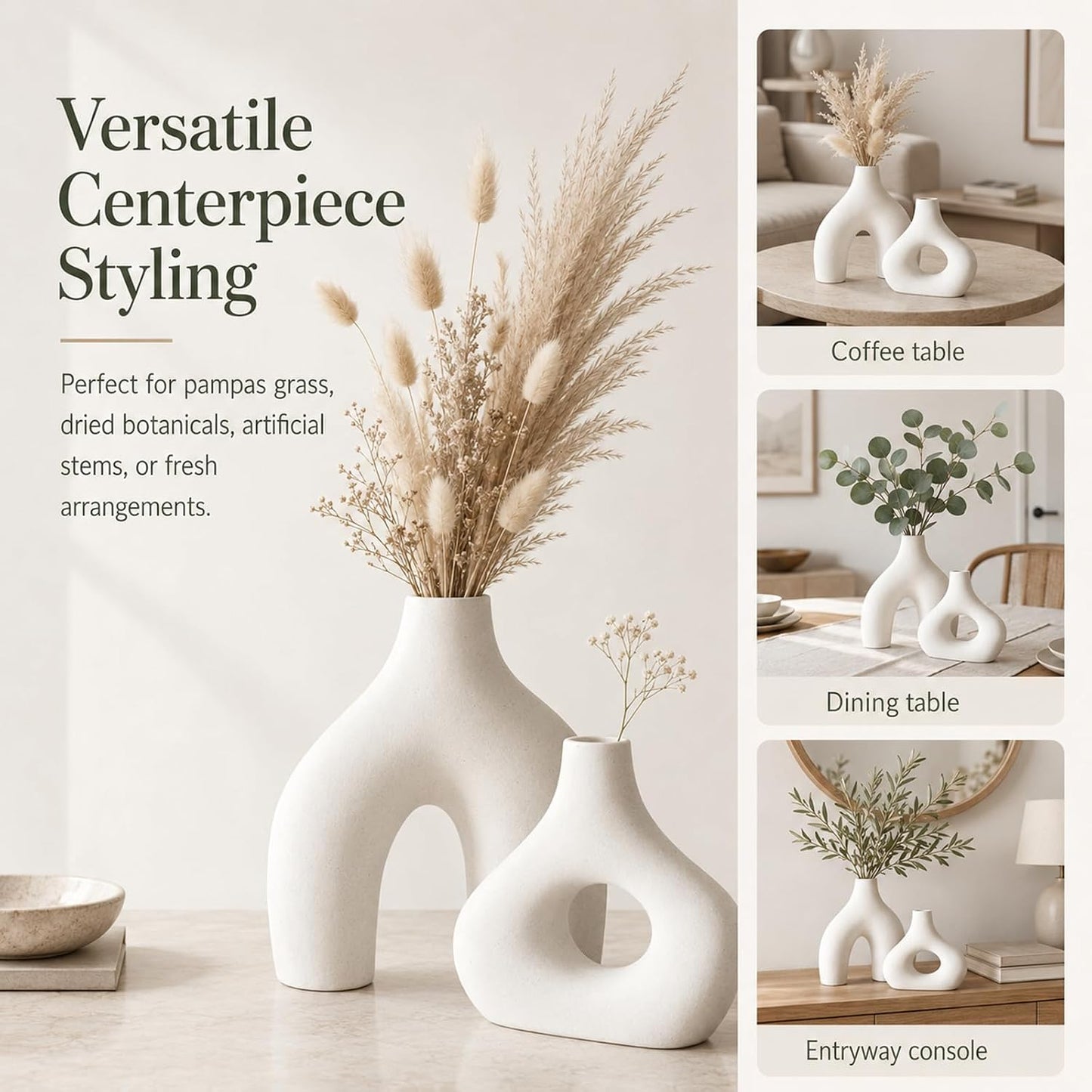 Ceramic Donut Vase Set / White