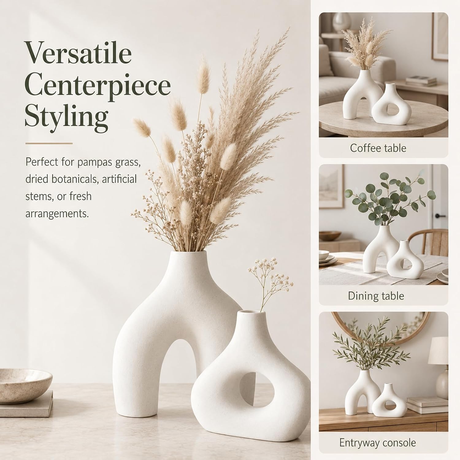 Ceramic Donut Vase Set / White