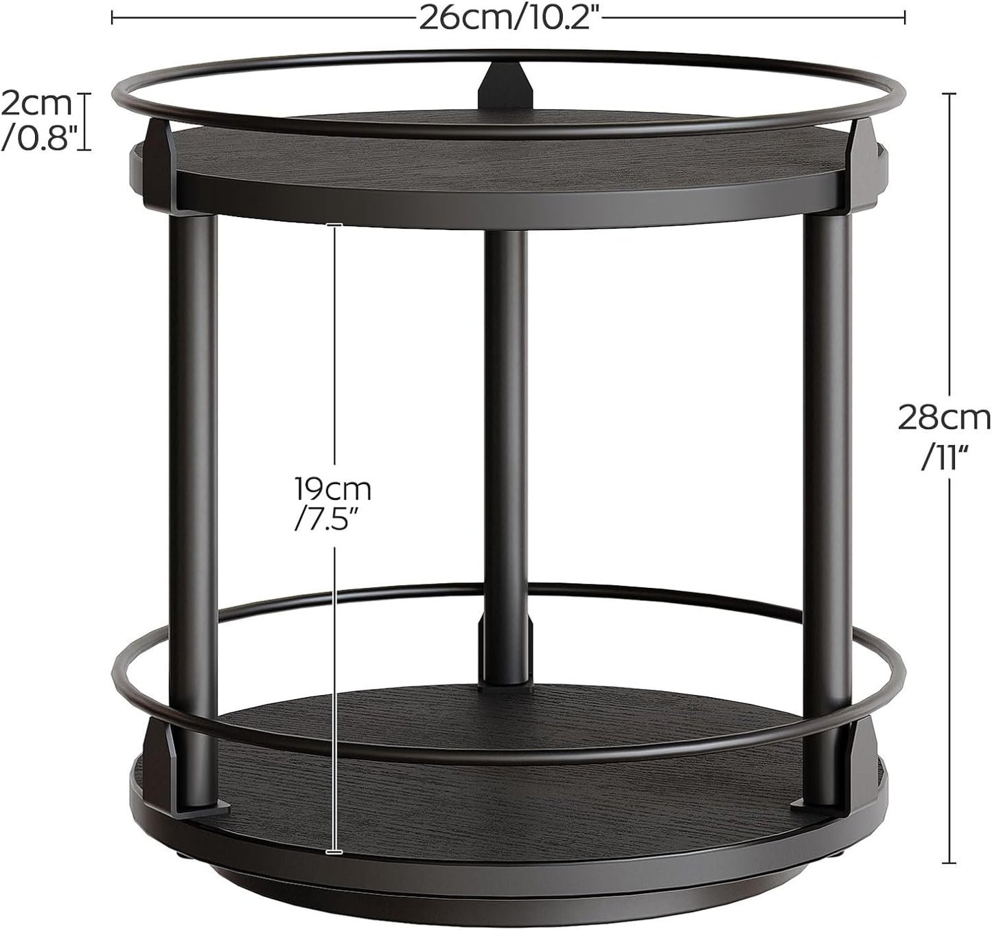 Lazy Susan Organizer, Rotating Spice Rack, 2 Tier Spice Turntable Organizer, Industrial Turntable Spice Holder, for