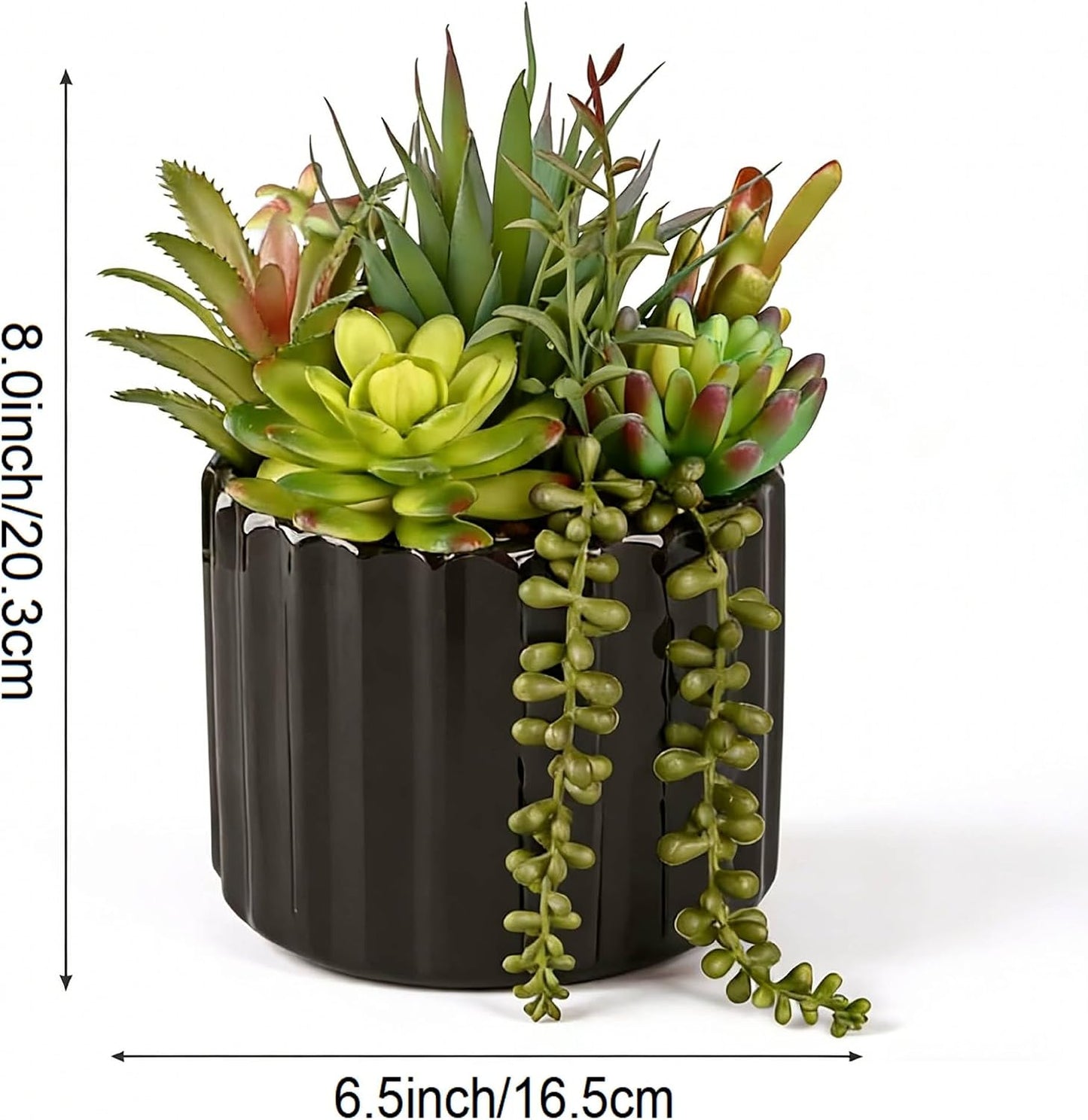 Ceramic Flower Pot / Black / 8 Inch