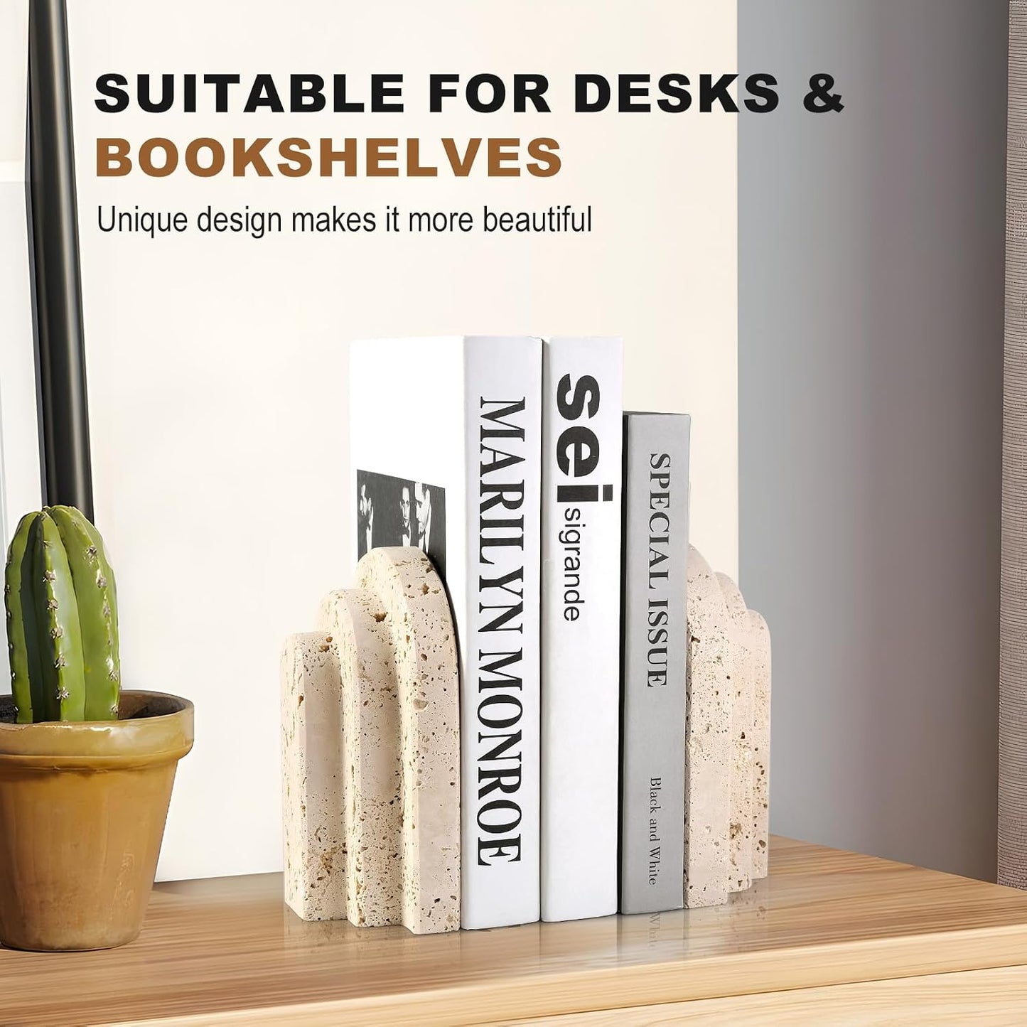 Heavy Duty Bookends / Arched-beige