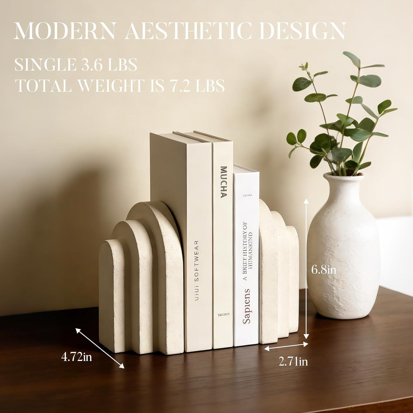Modern Pleasing Layered Arch Design Aesthetic Bookend Decorative / Beige