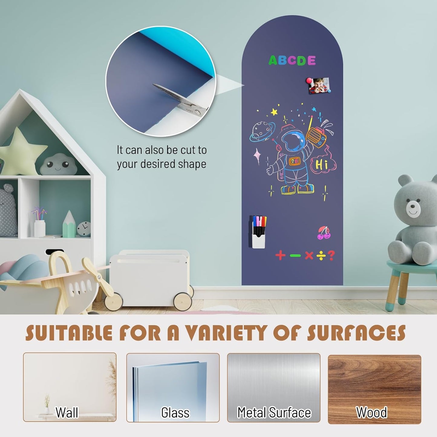 Self-Adhesive Blackboard Wallpaper / Dusty Blue 1pc / 47.2 x 18