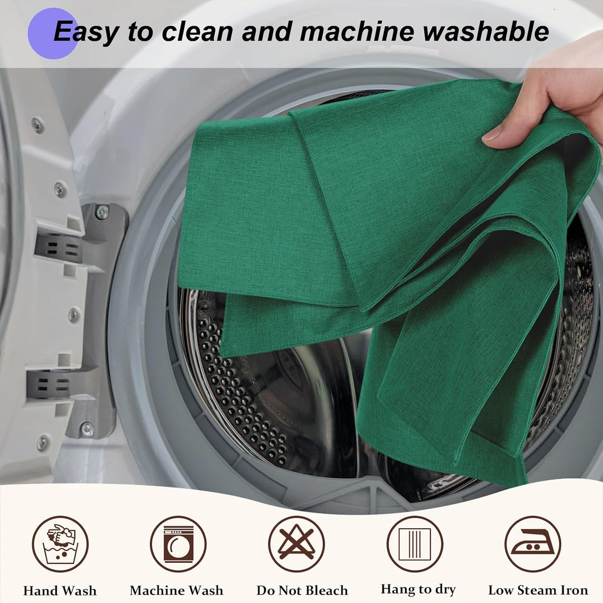 Cloth Placemats Set of 6, Cotton Linen Blend Place Mats, Green | Machine Washable, Double Layered, Heat Resistant