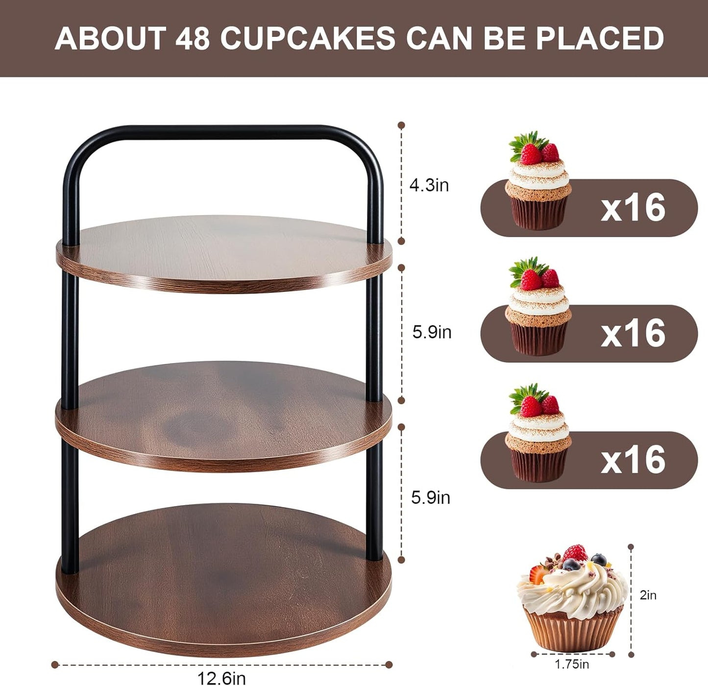 Wooden Cupcake Stand / Brown / Set of 2