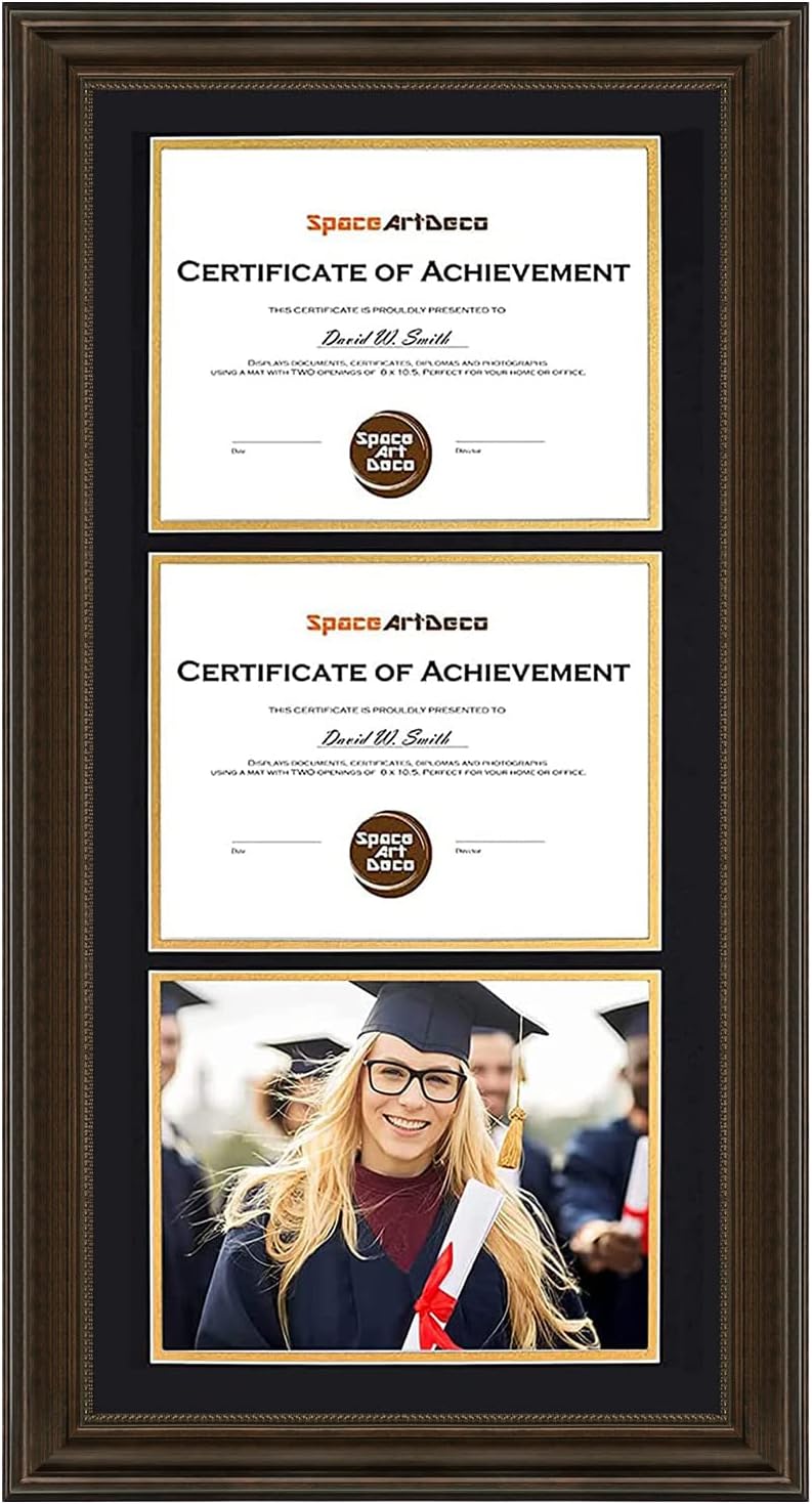 14x29 Triple Diploma Frame Holds Three 8.5x11,3-Certificate/Degree Frame | Comes with Real Glass,Build-in Hangers,Black