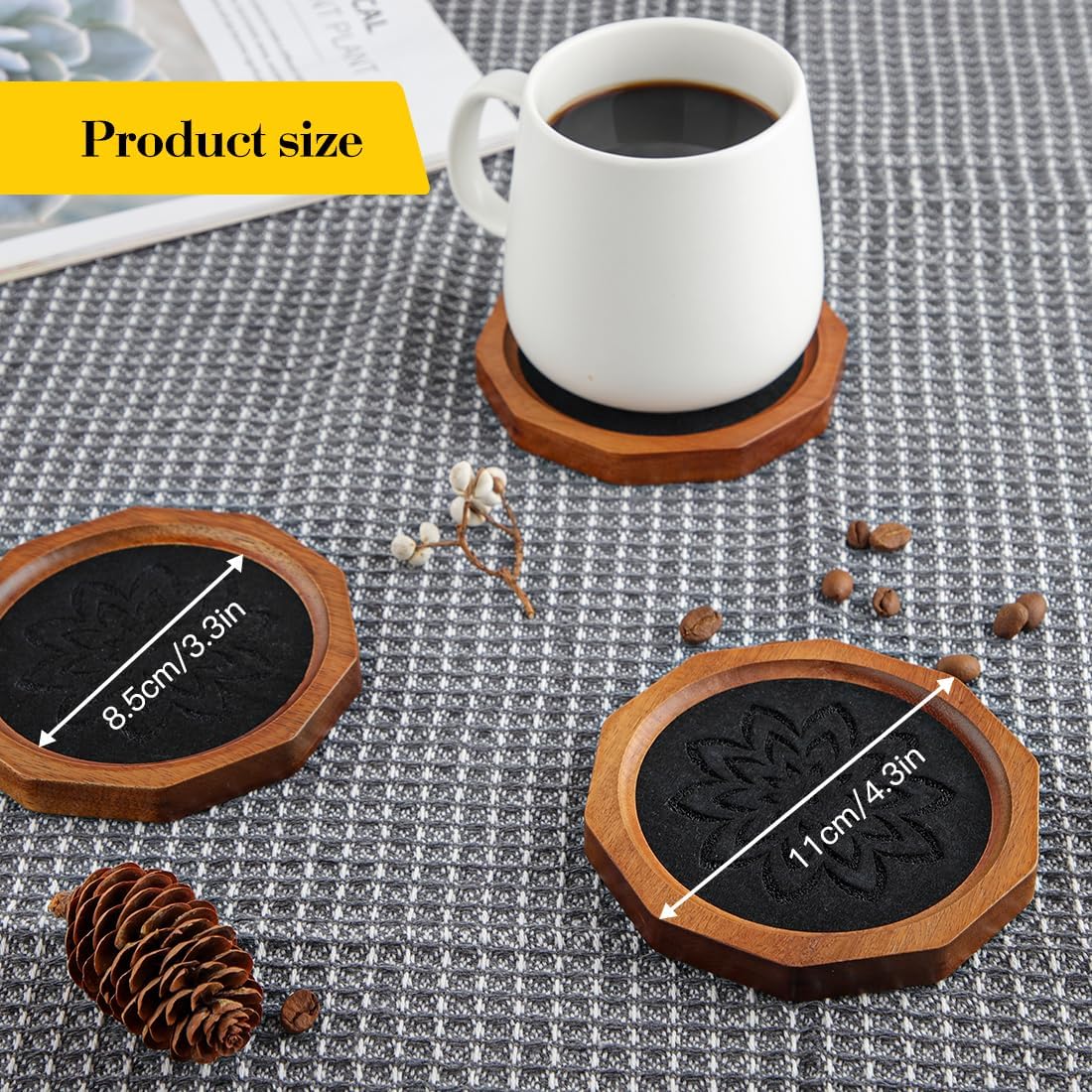 Holder for Wooden / Black Felt / 4.3 Inch