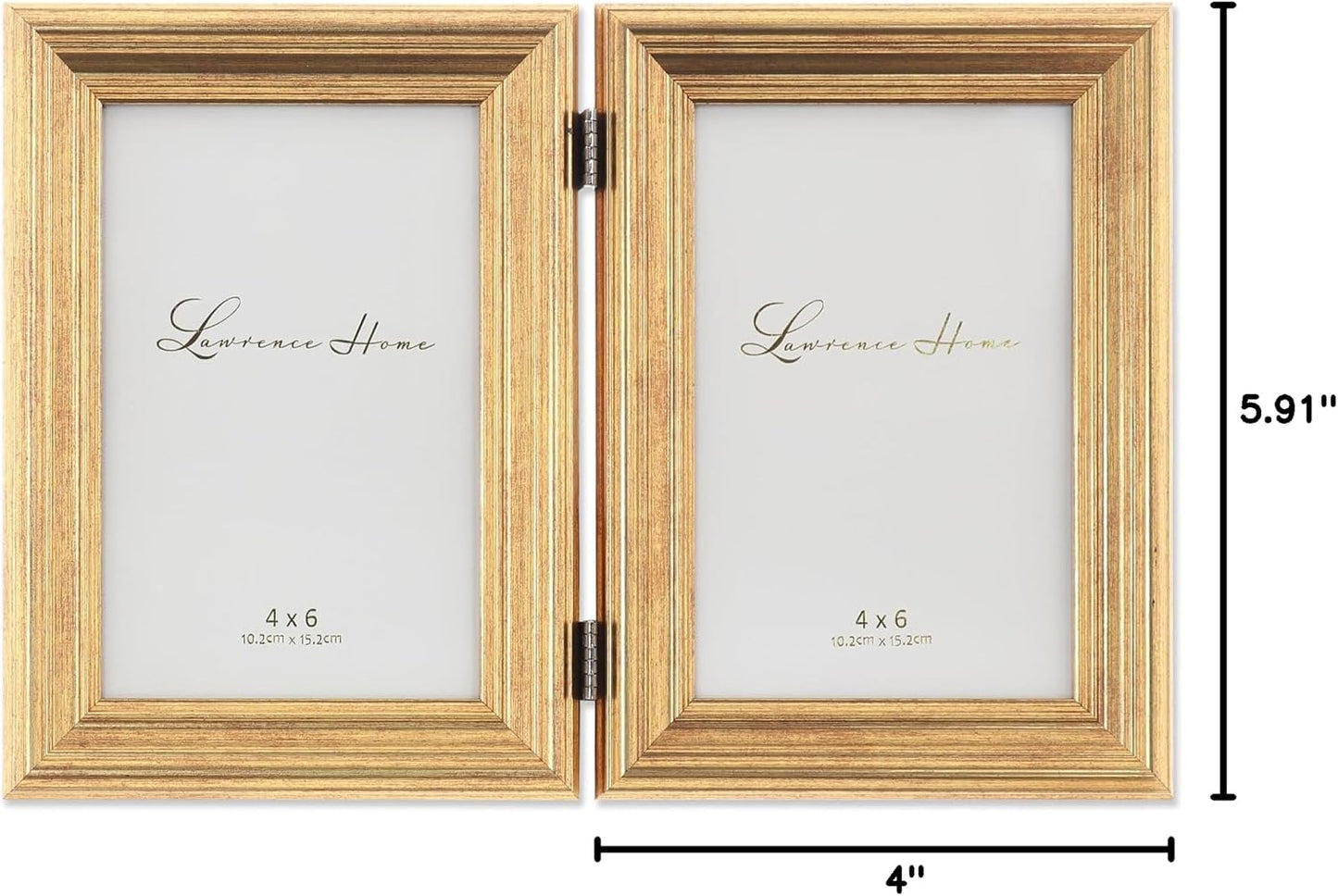 Lawrence Frames 4x6 Hinged Double Sutter Burnished Gold Picture Frame