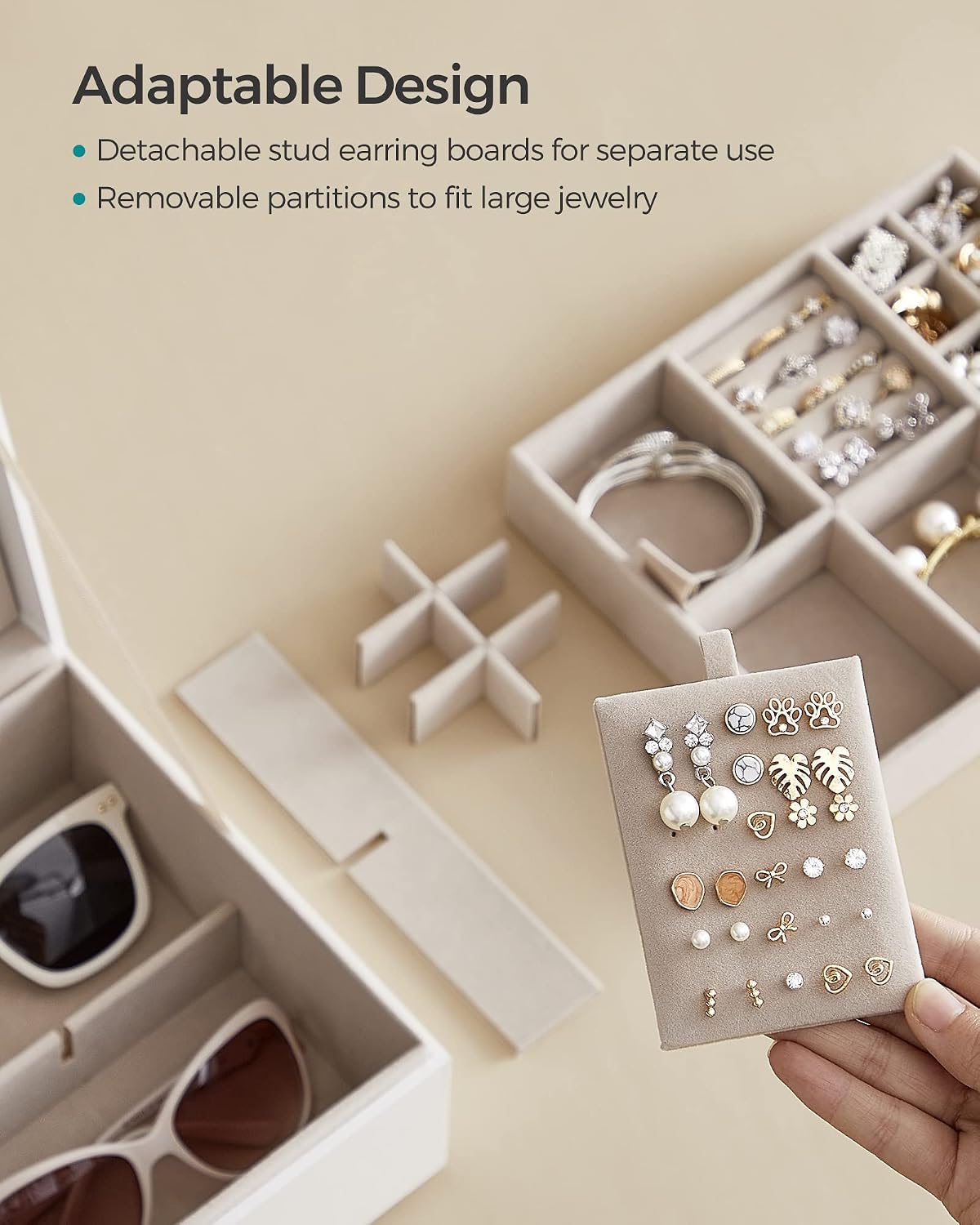Jewelry Organizer / Removable Jewelry Tray / White