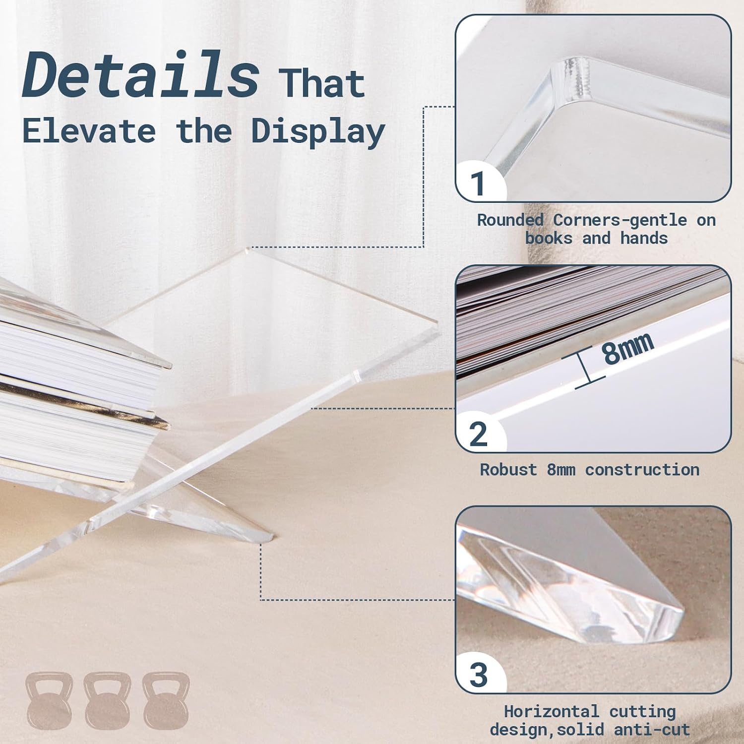 Acrylic Book Stands for Display / Clear / 15.8 x 9.5 x 4.3