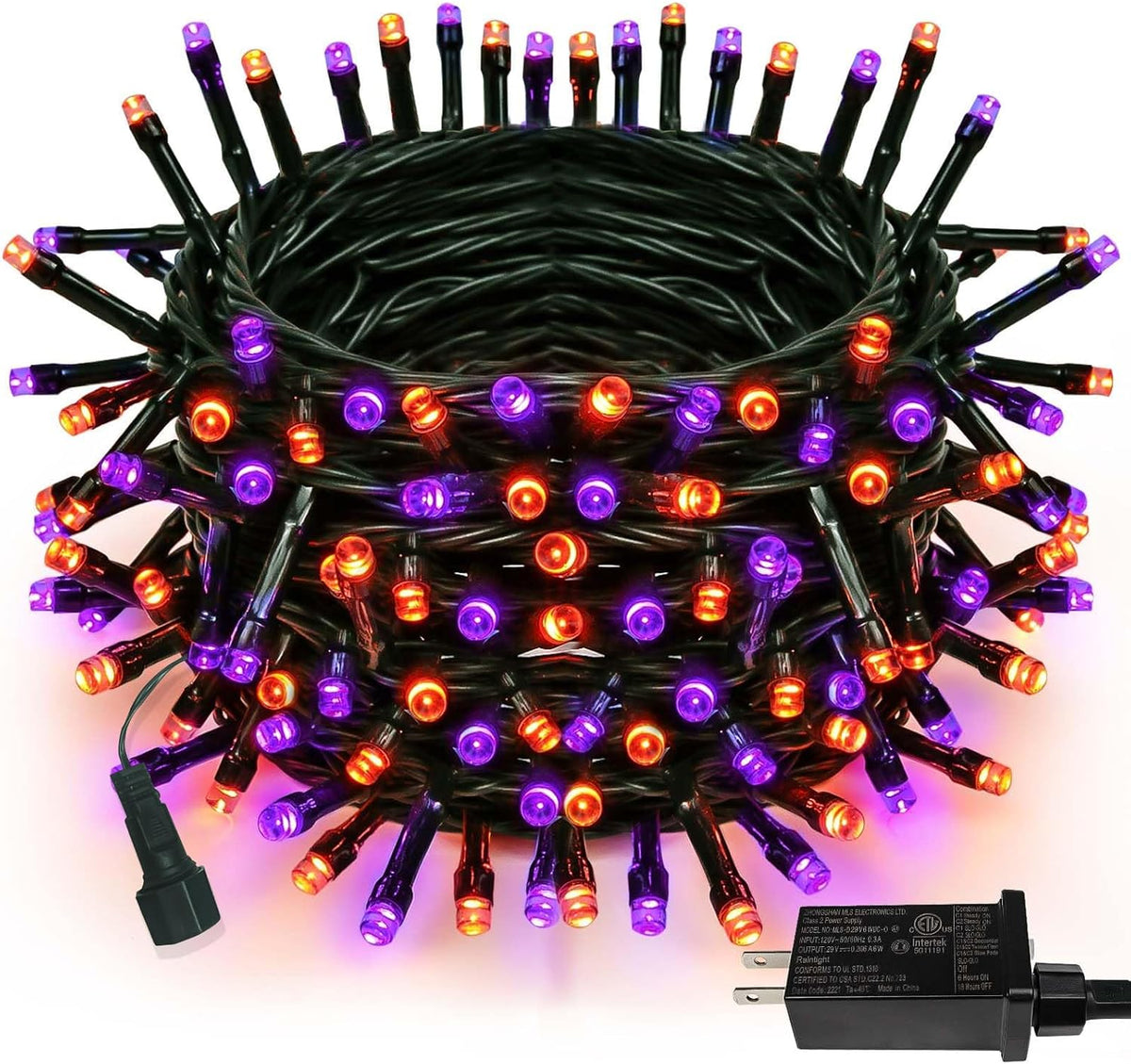 75.8FT 200 LED Linkable Orange and Purple Halloween Lights Indoor Outdoor