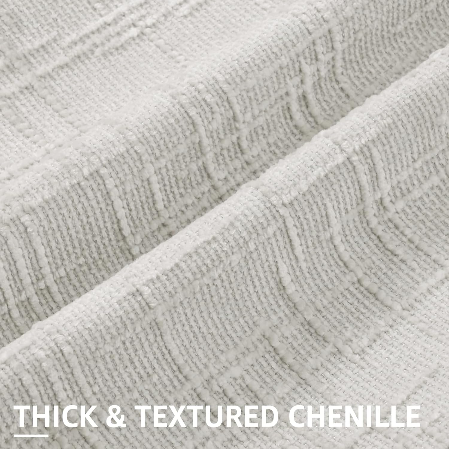 Fall Chenille Throw Pillow Covers Textured Soft Slubby Couch / Light Grey / 18 x 18 / Set of 2