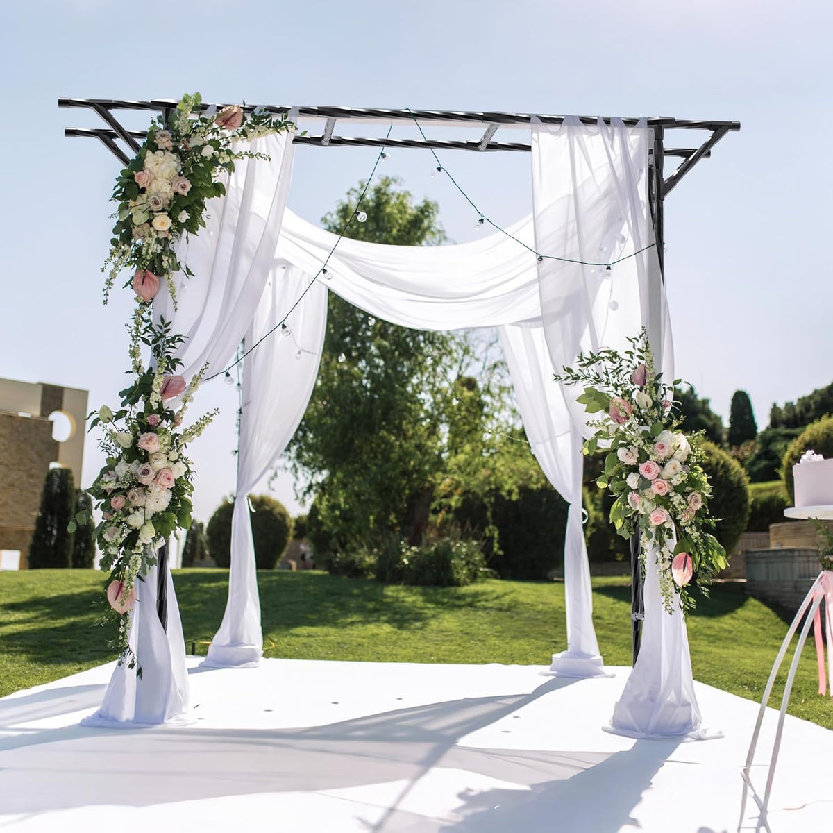 Garden Arch Trellis - 79" L x 86" H Supersize Flattop Garden Arch | Garden Trellis for Lawn, Party, Ceremony Wedding