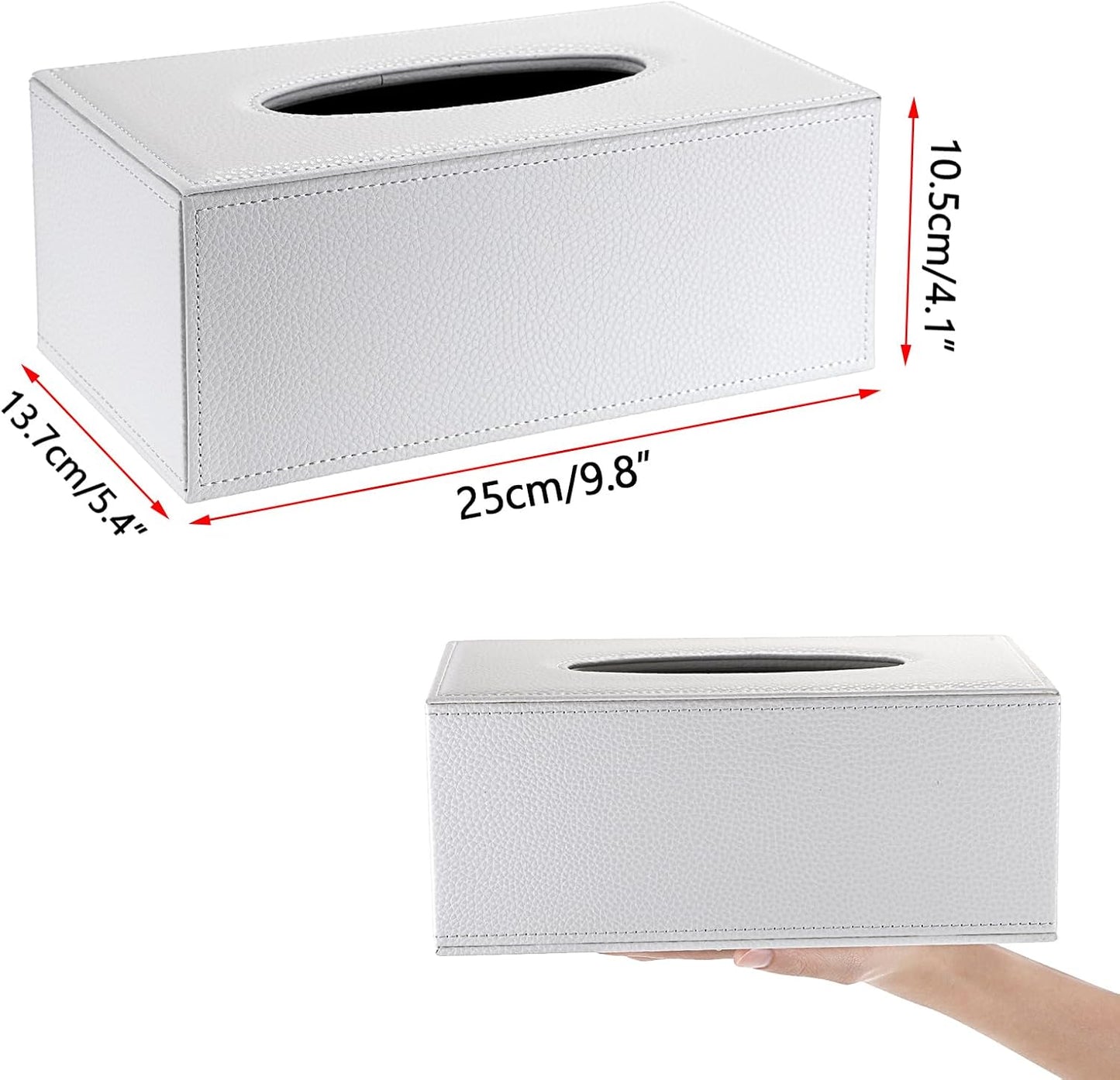 Tissue Box Cover Rectangle Tissue Box Stylish PU Tissue Box Holder / White / Small