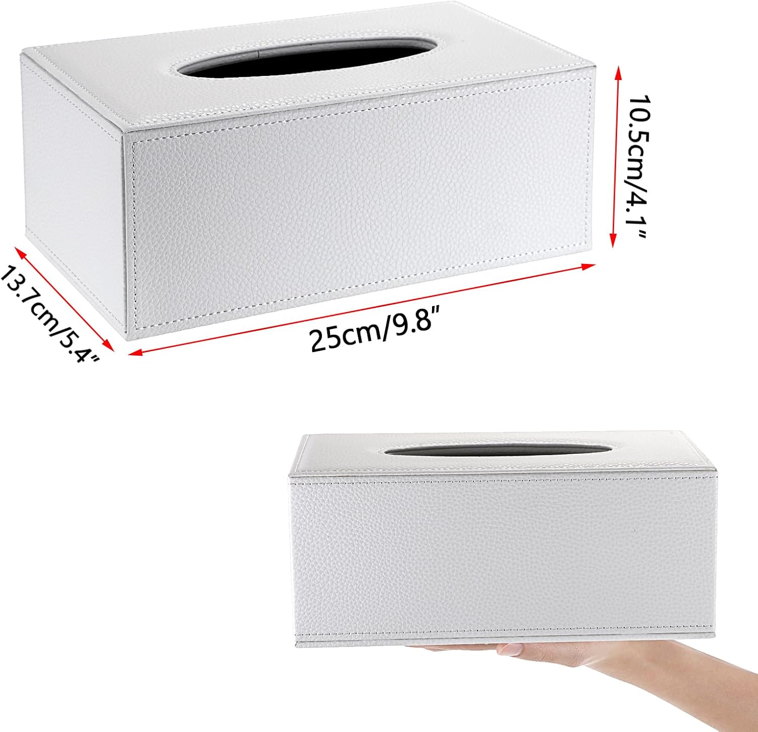 Tissue Box Cover Rectangle Tissue Box Stylish PU Tissue Box Holder / White / Small