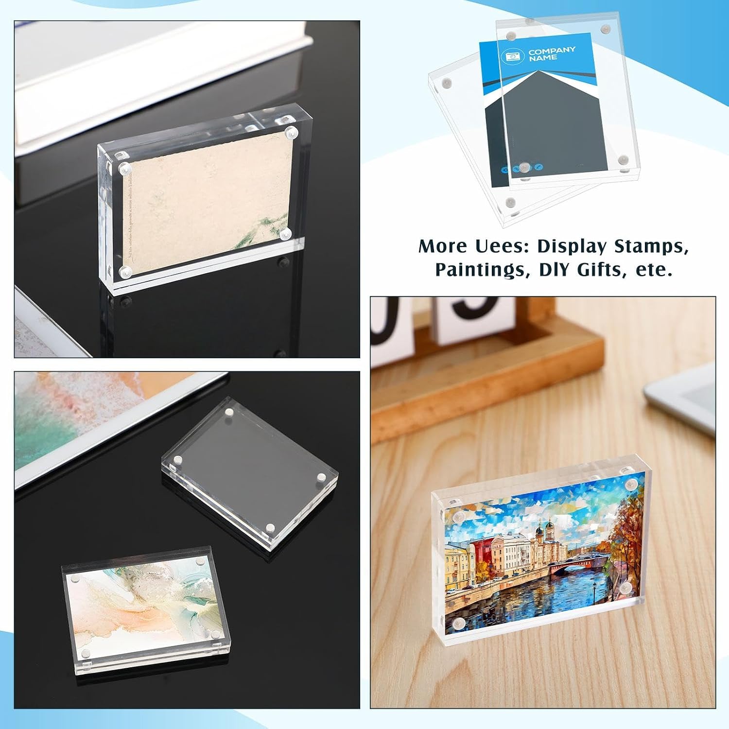 24 Pcs 2.5 x 3.5 Inch Mini Acrylic Picture Frames, Clear Acrylic Photo Business Card Frame Desktop Display Double Sided