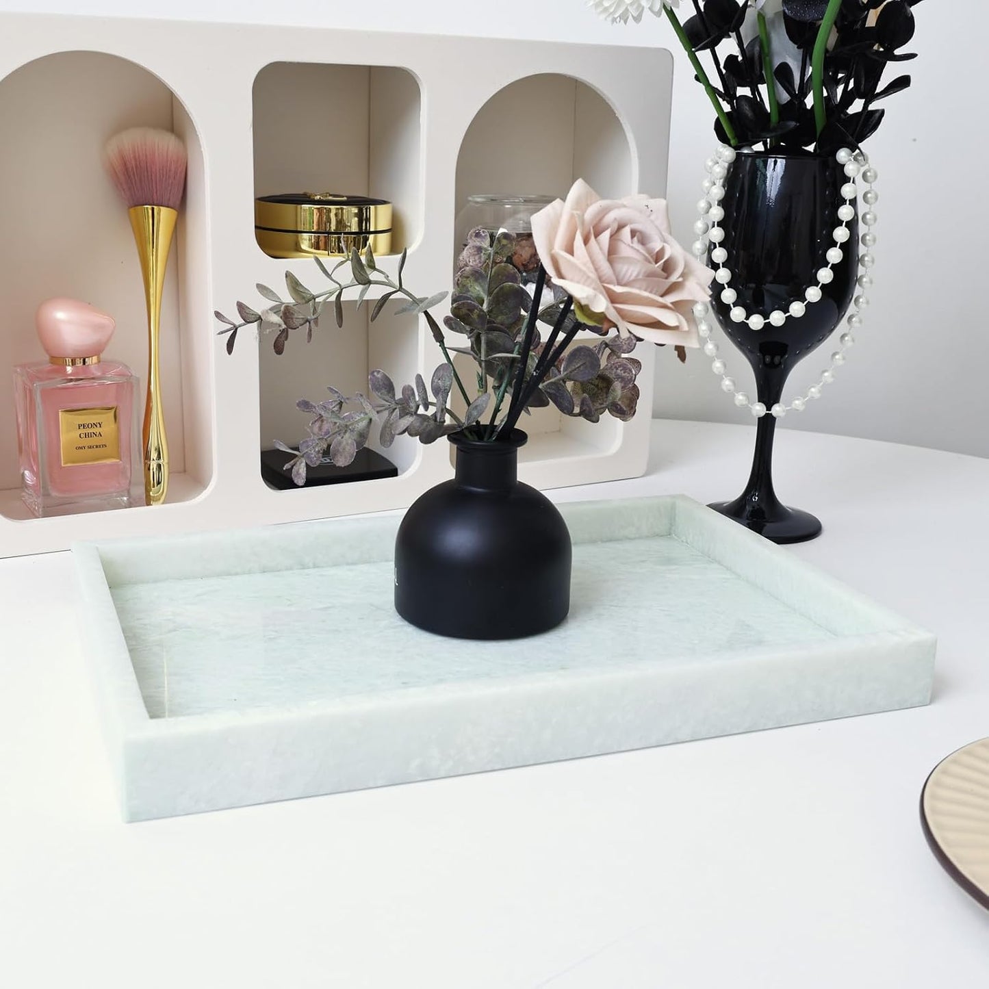 Natural Marble Vanity Tray / Ming Green