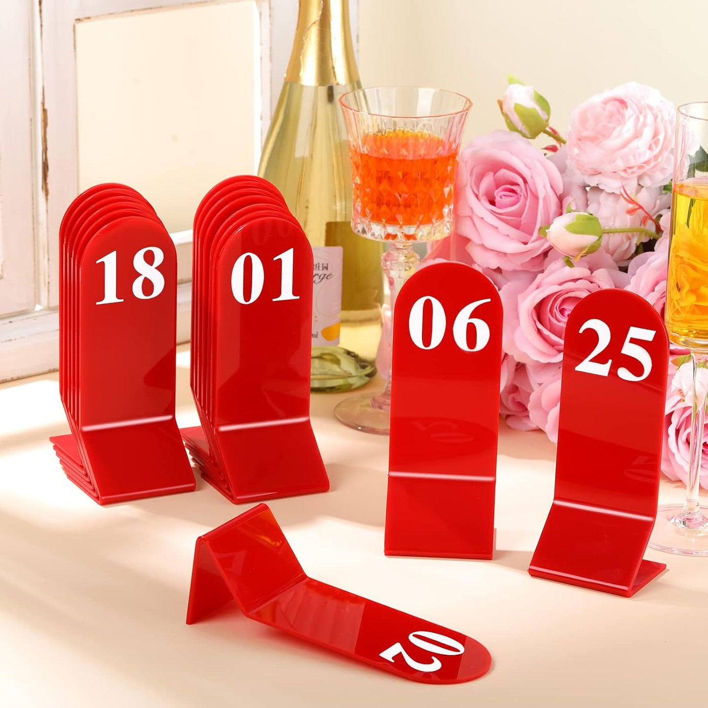 50 Pcs Table Numbers 1-50 Acrylic Double Sided Number Cards for Restaurant Acrylic Tent Table Holders Tent Cards