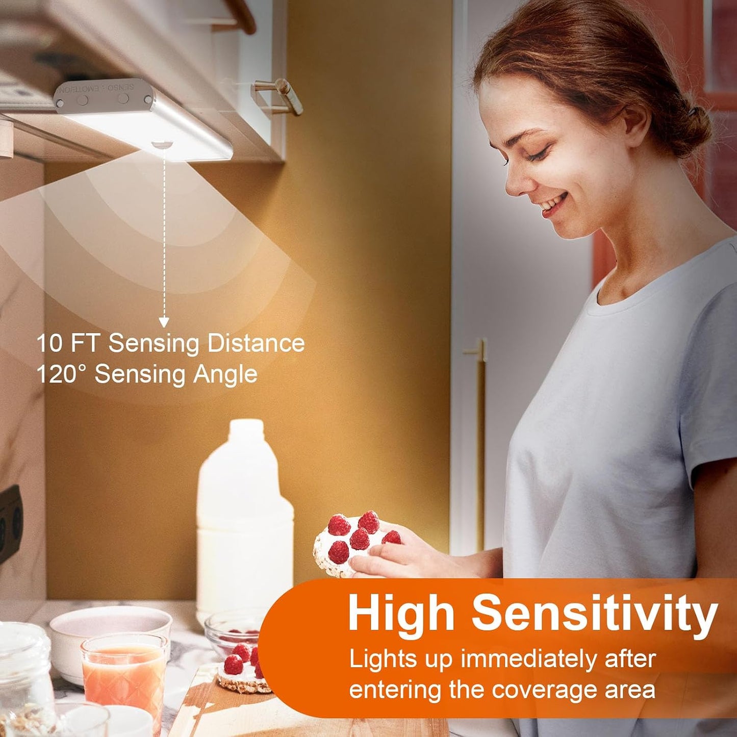 Under Cabinet Lighting Wireless, Motion Sensor Light Indoor, 2 Pack | Rechargeable, 15 Color Temps, Dimmable, Remote