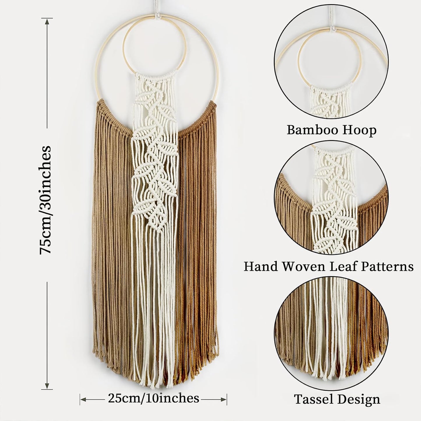 Macrame Wall Hanging Dream Catchers Leaf Pattern Macrame Wall Art Tan Color Dream / Brown Beige