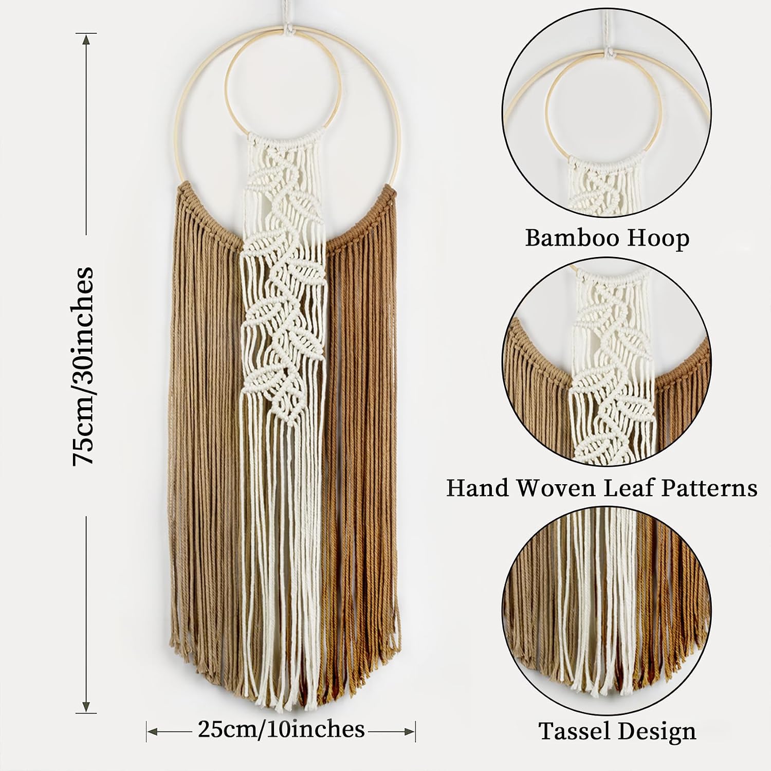 Macrame Wall Hanging Dream Catchers Leaf Pattern Macrame Wall Art Tan Color Dream / Brown Beige