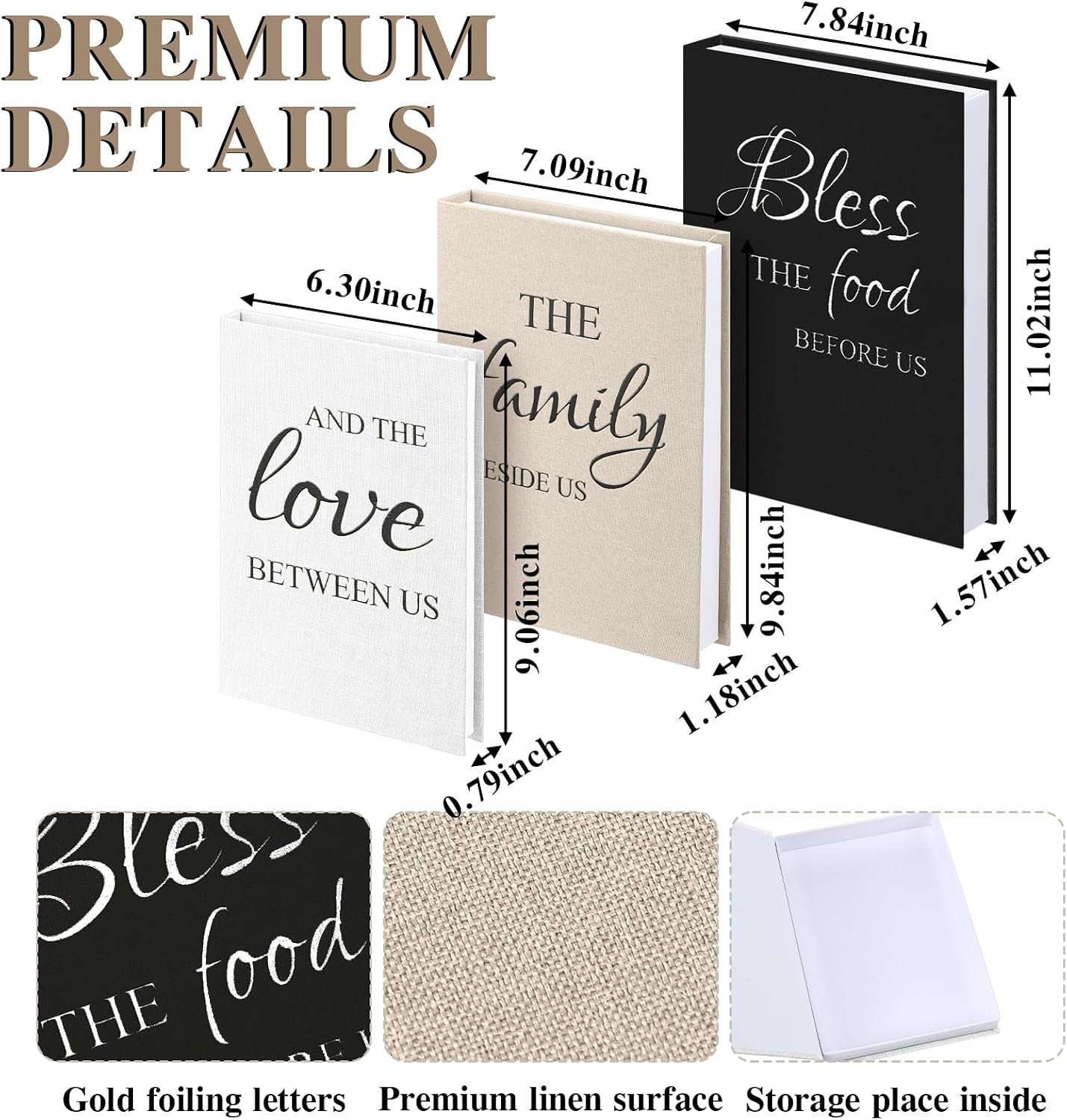 Decorative Books / Bless Family Love / Modern / Set of 3
