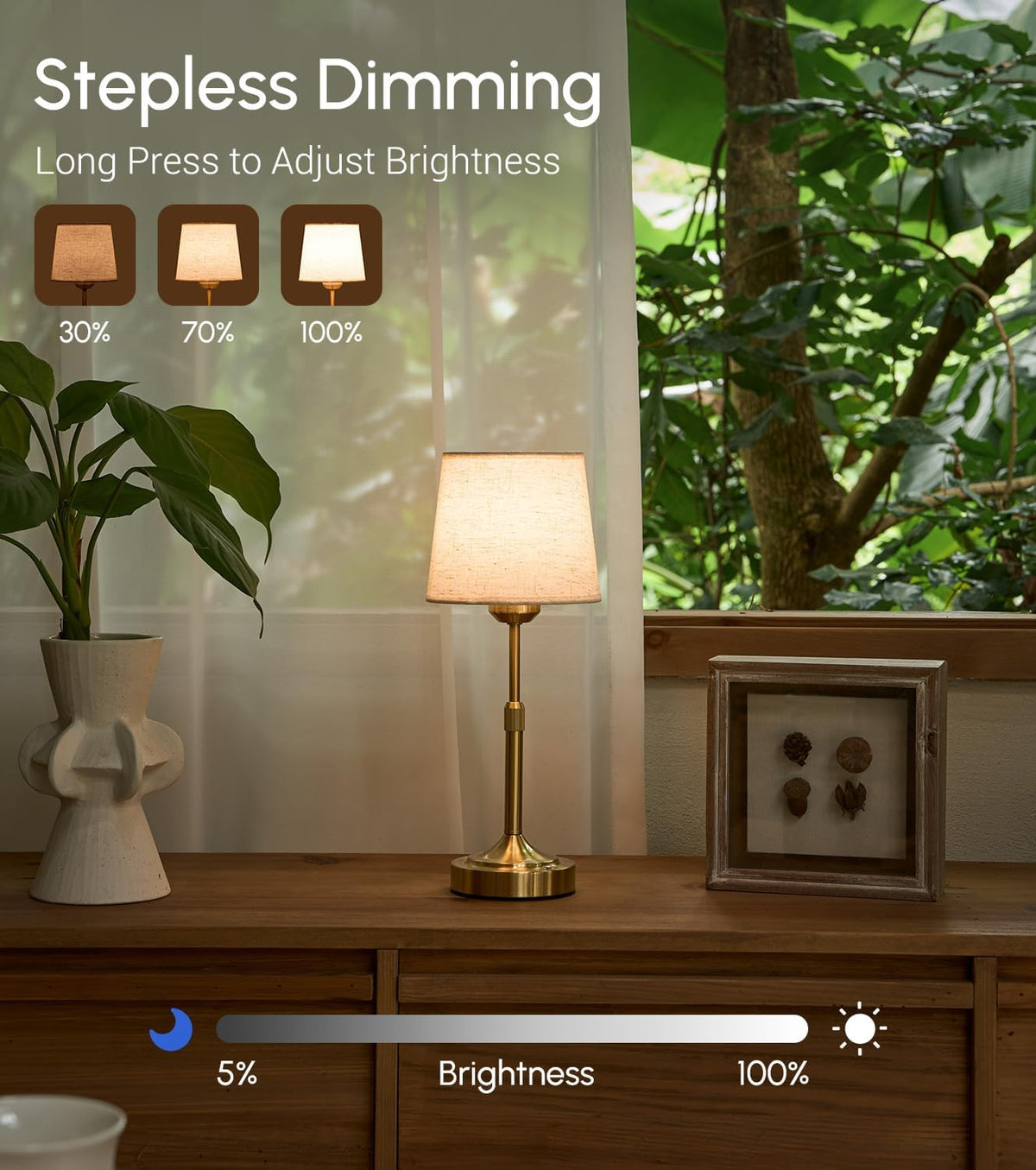 2 Pack Rechargeable Cordless Table Lamp - Small Table Lamp with 5200mAh Battery Operated, Bedside Lamps with 3 Color