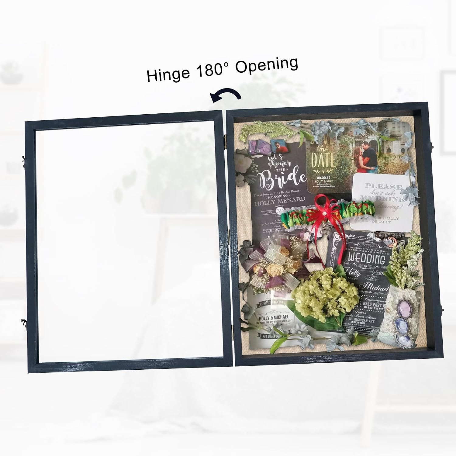 GraduationMall 16x20 Wood Shadow Box Frame Glass Door Display Case with Linen Back and 6 Stick Pins,1.5 inches Interior