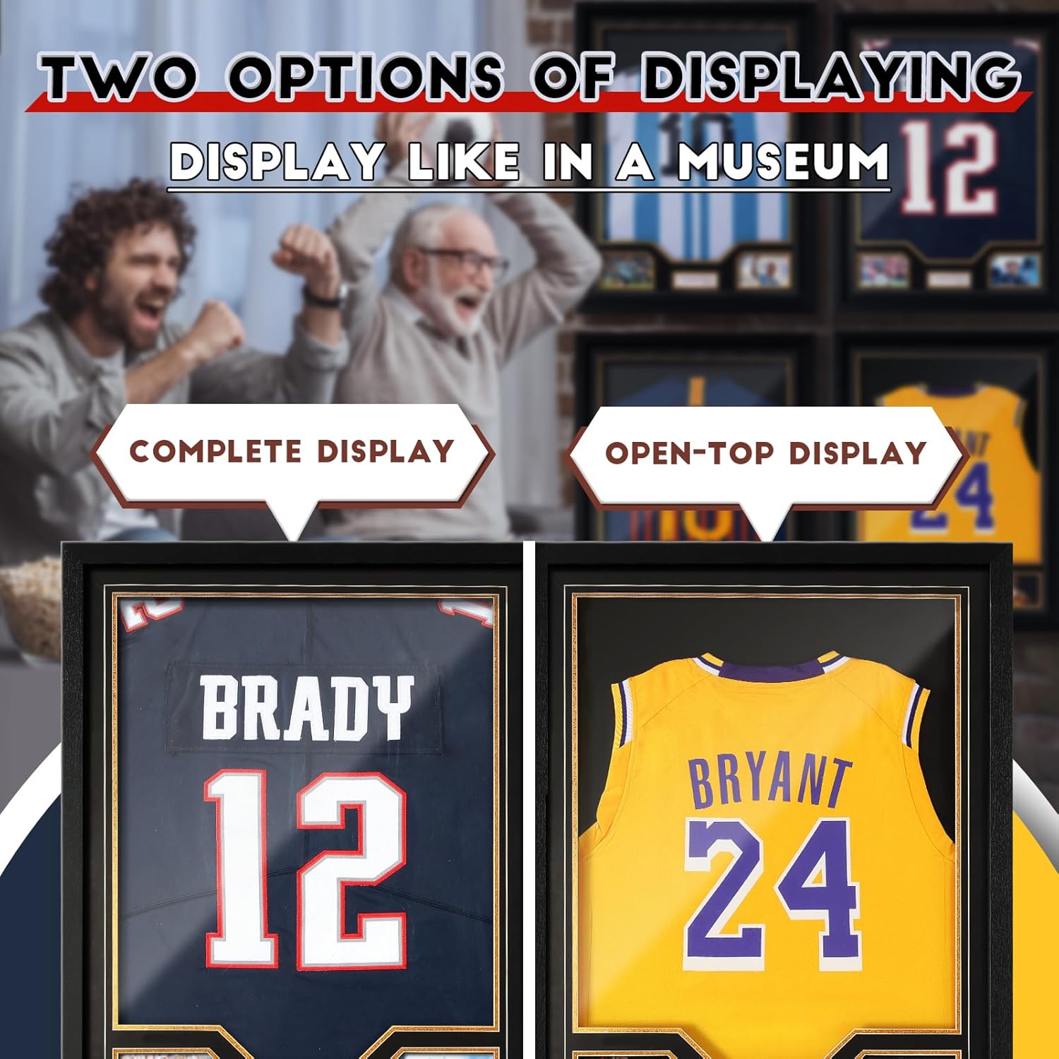Jersey Frame Display Case 3 Pack, Large Clear Acrylic Shadow Box with UV Protection for Basketball Baseball Football