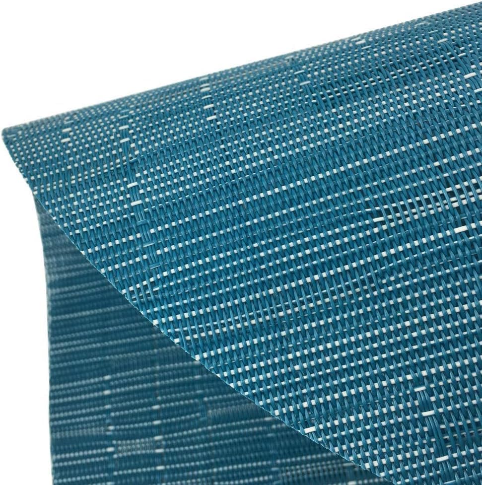 WAZAIGUR Oval Placemats Set of 8 for Dining Table Washable, Blue | Easy to Clean Imitation Bamboo Woven Vinyl Heat