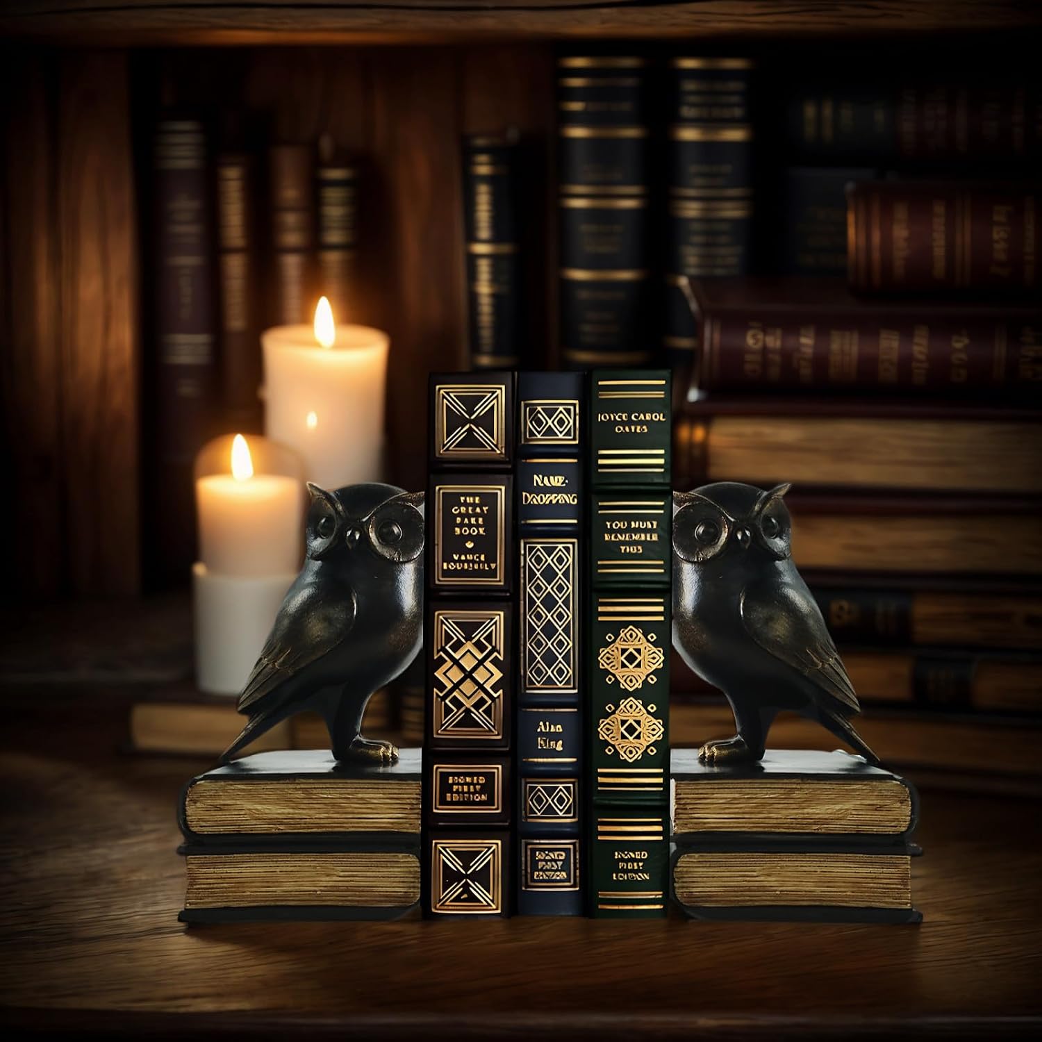 Book Ends / Retro Owl Decorative Bookends / Black