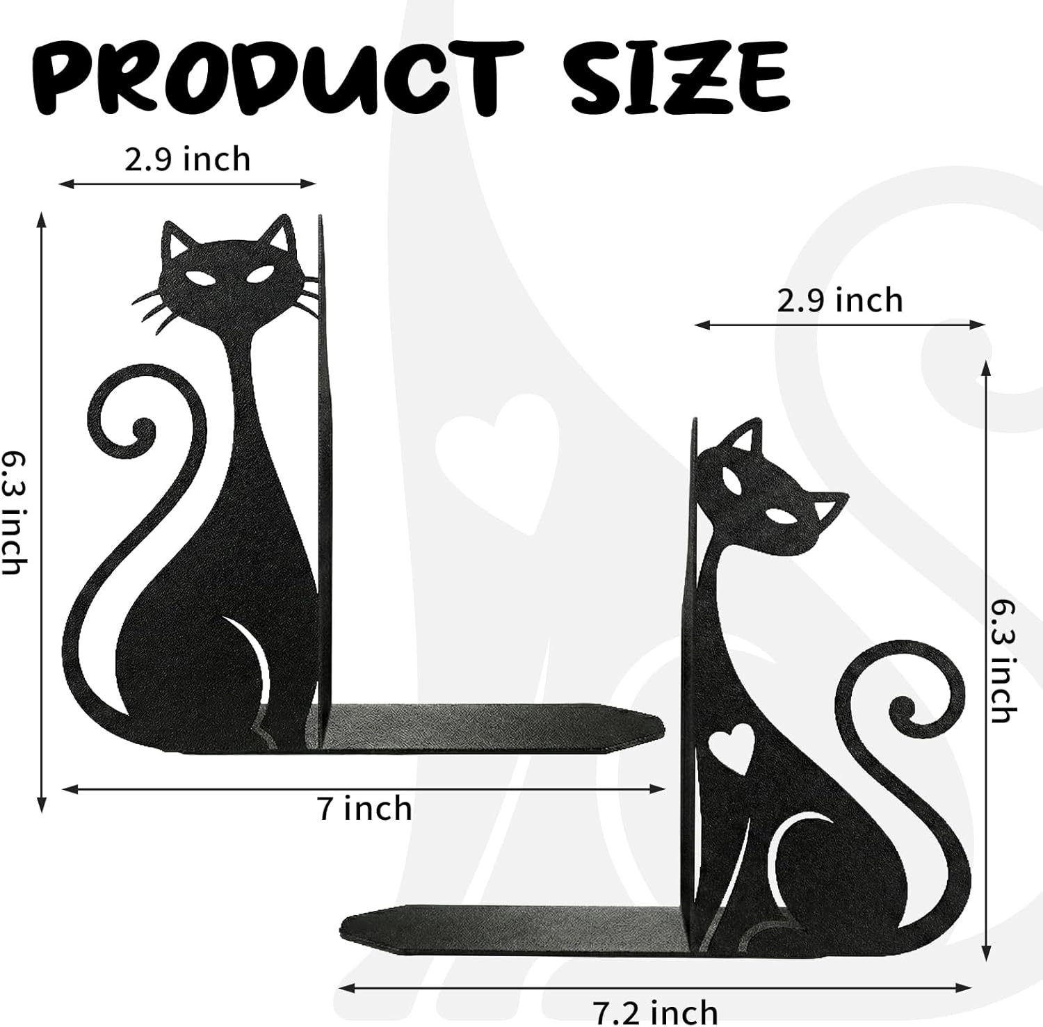 Atomic Cat Metal Bookends Book Ends / Black Atomic Cat / Set of 2