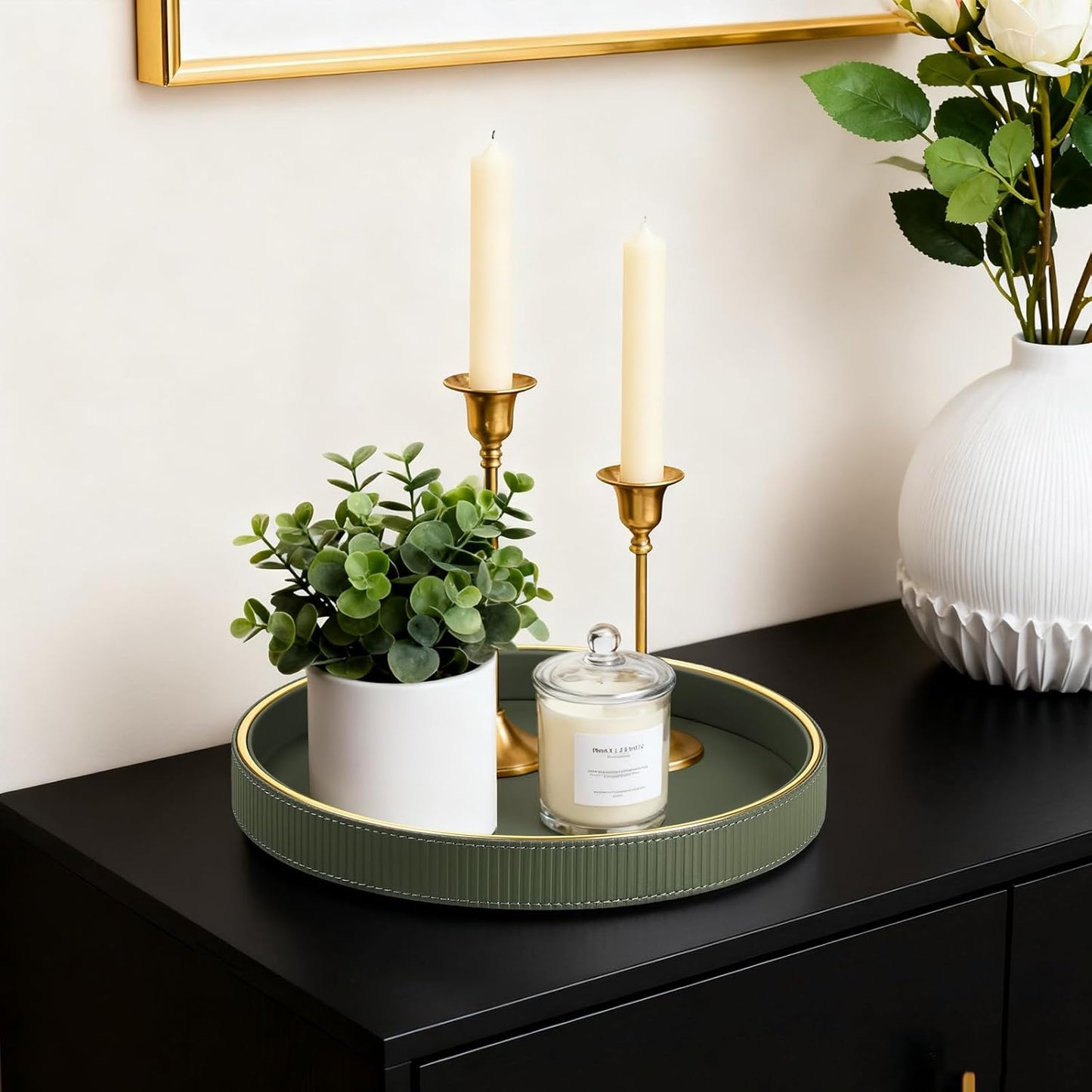 Round Decorative Tray / Green