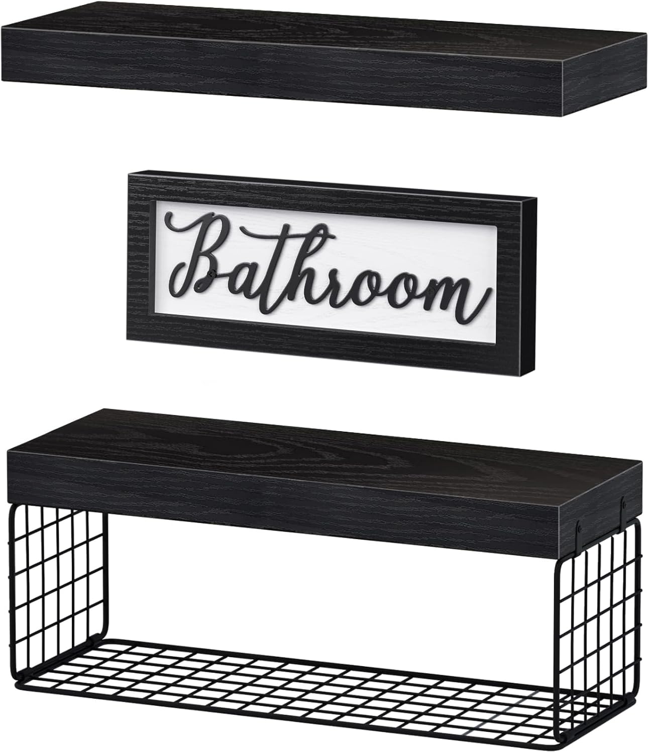 QEEIG ‎Bathroom Shelves Over Toilet - Paper Storage Wall Mounted Farmhouse Decor Decorations Aesthetic Décor Sign Small