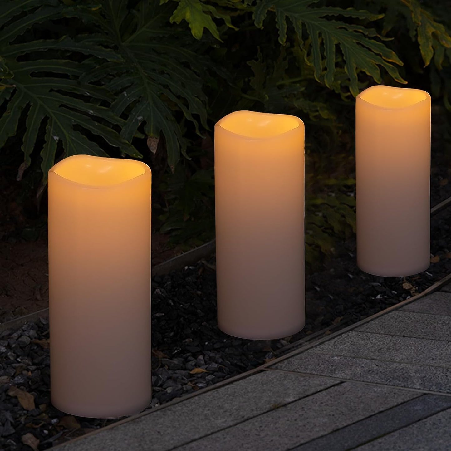 NURADA Large Outdoor Flameless Candles 12" x 5" - Waterproof LED Pillar Flickering Candle Battery Operated with Timer