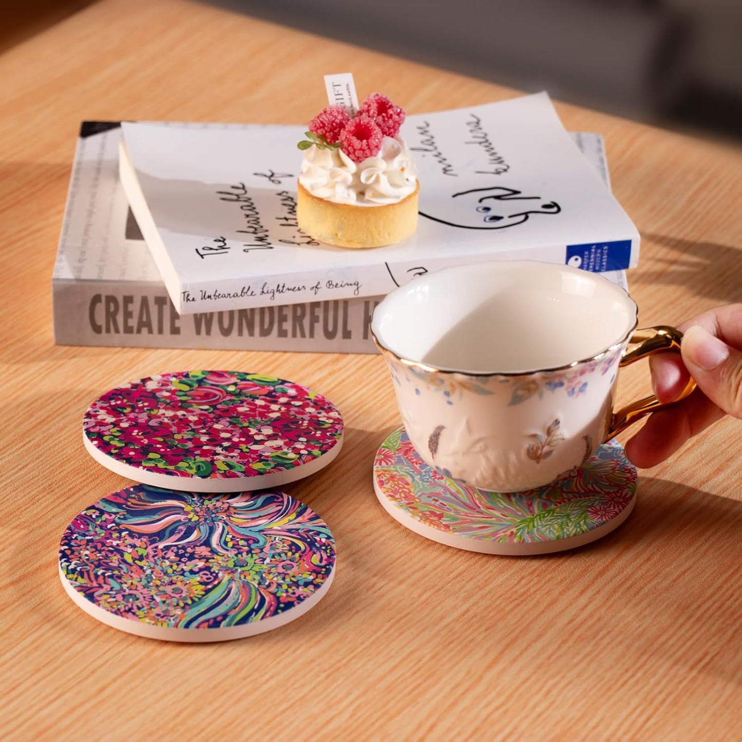 Absorbent Ceramic Coaster / 4 Inch / Set of 6