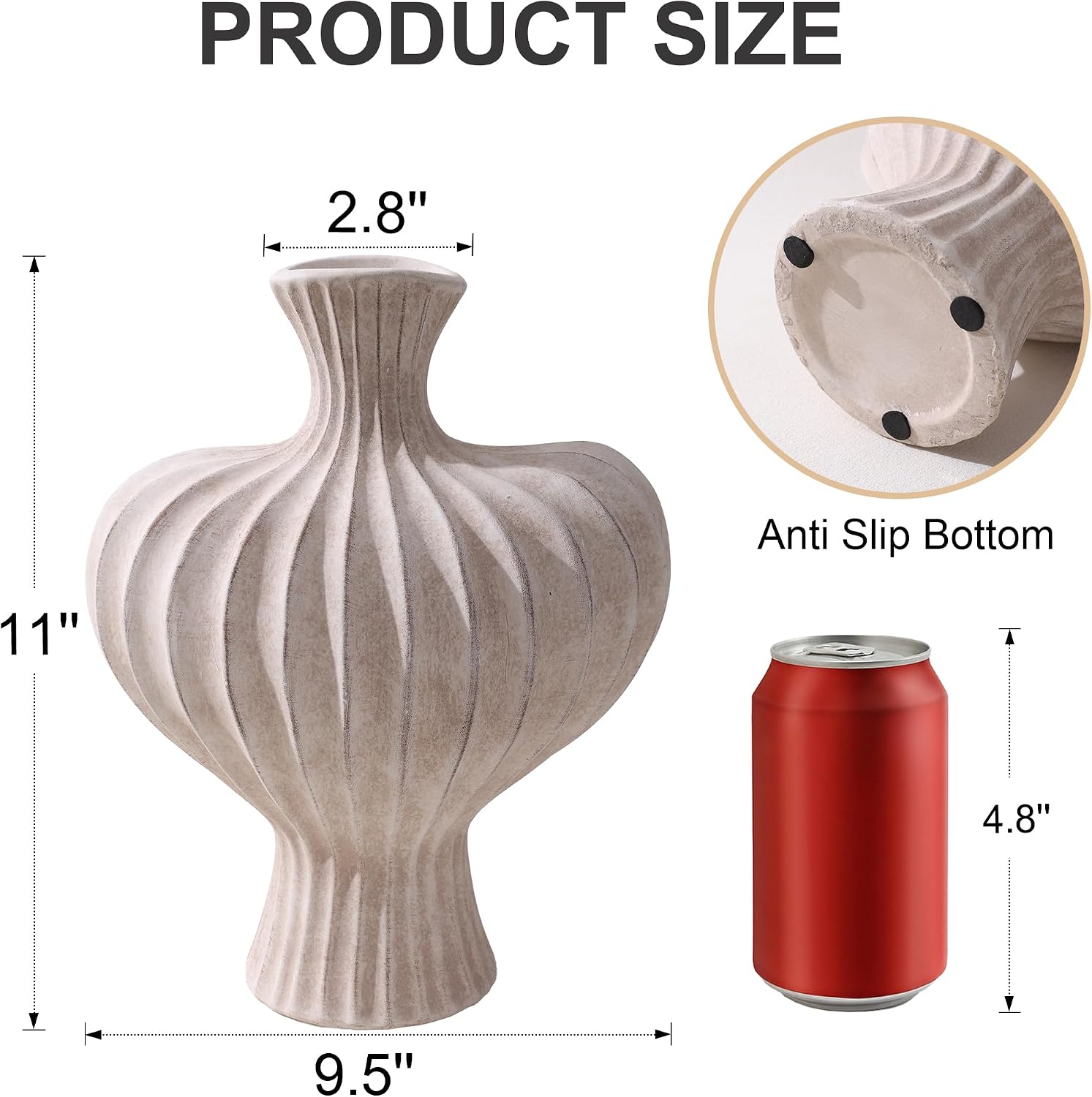 Ceramic Flower Vase Home Decor / 11 In - Rustic / 11 Inch