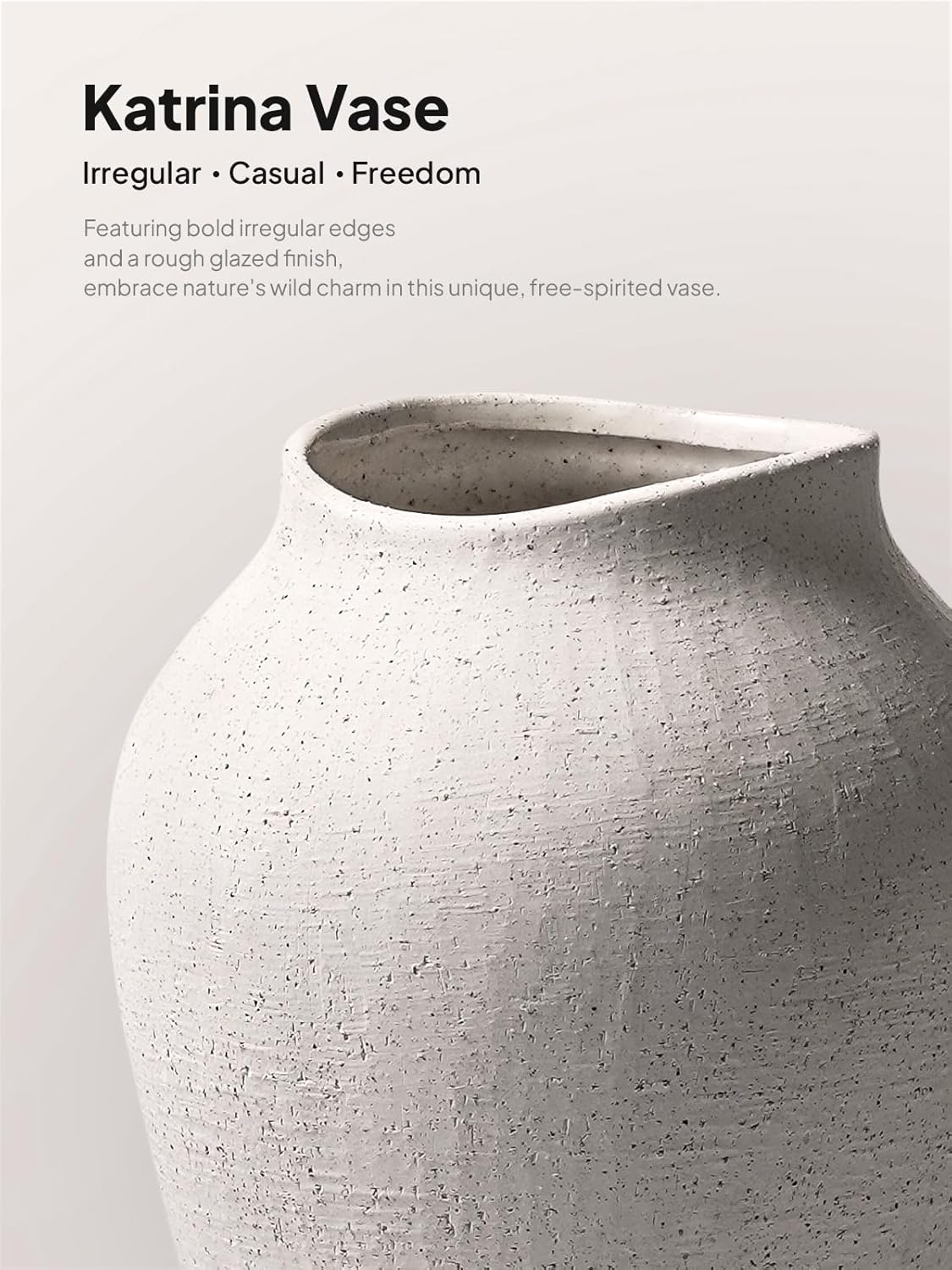 White Ceramic Vase / 11.8 Inch-sandstone White / 11.8 Inch