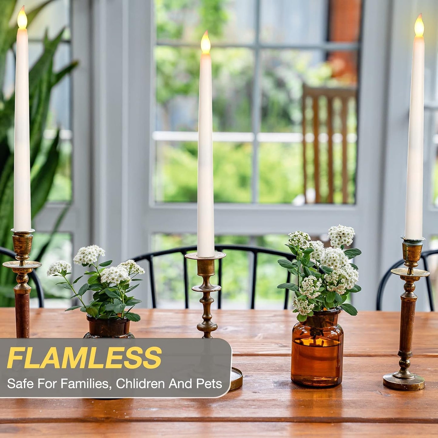 24 Pack Flameless Flicker Taper Candles Bulk with Remote and Timer, Battery Operated LED Warm White Taper Candles Light